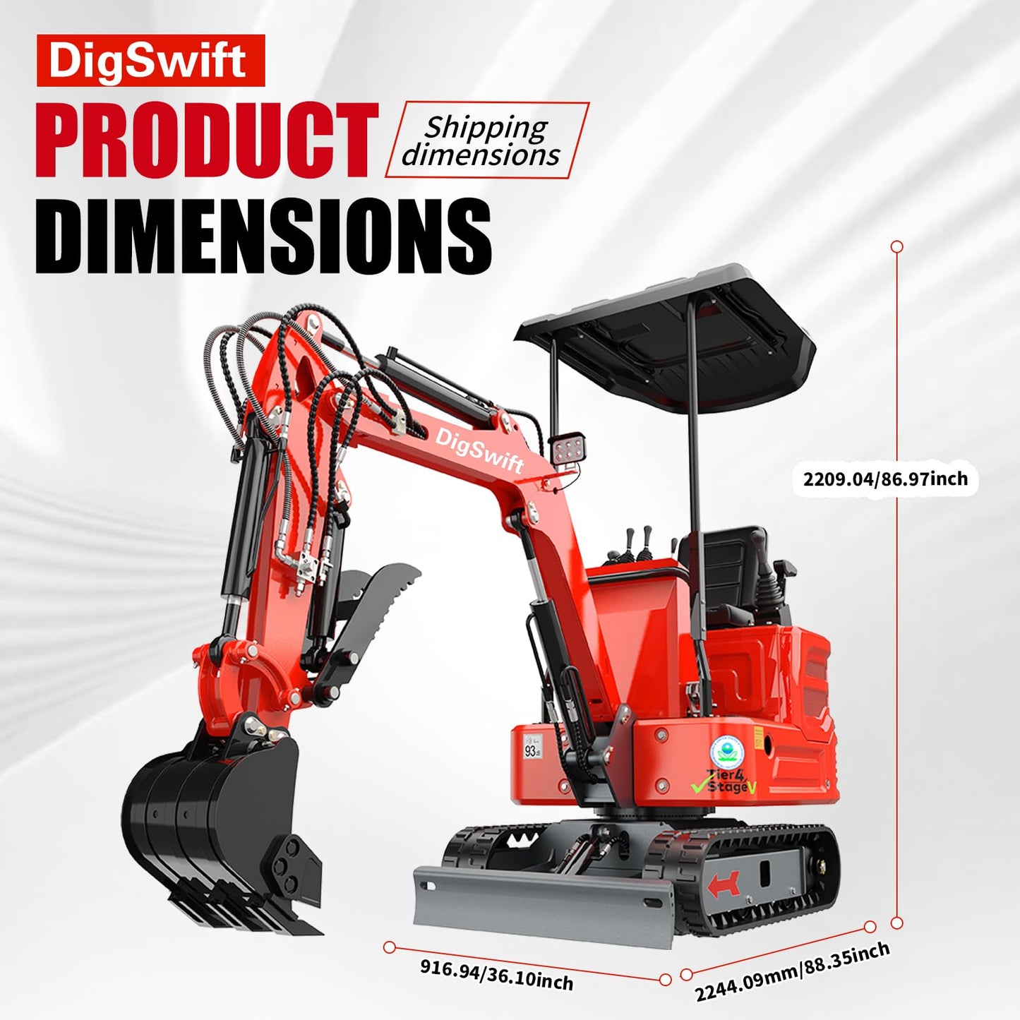 Customized 1-4 Tons KubotaEnigne Diesel Mini Excavator, w/Pilot System, Full Hydraulic System, Water Cooling, Hydraulic Thumb Clamp, Bucket, Work for Any Occasions, US in Stock
