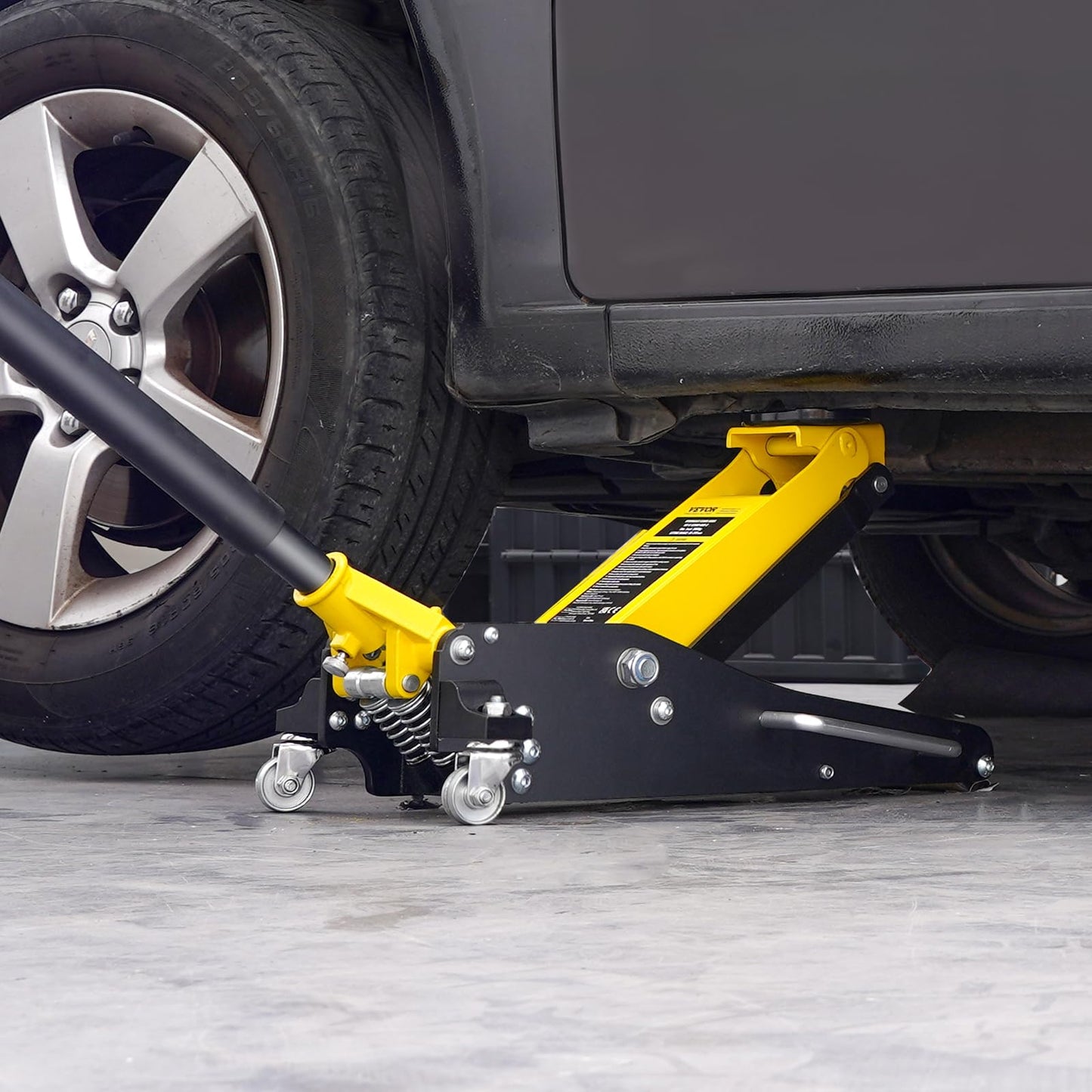 VEVOR Low Profile Floor Jack 2 Ton (4400 lbs), Heavy Duty Aluminum Hydraulic Racing Floor Jack, Hydraulic Car Jack, Dual Piston Quick Lift Pump, 3.2"-14.6" Height Lifting Range (Yellow)