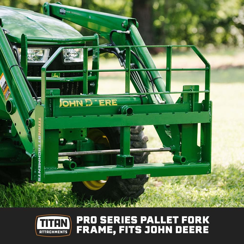 Titan Attachments Pro Series Pallet Fork Frame, Hook and Pin Mounting Style, Rated 6000 LB, Fits Class II Pallet Fork Blades, C2 Hay Spear, & Stabilizer Spears, 2" Receiver Hitch