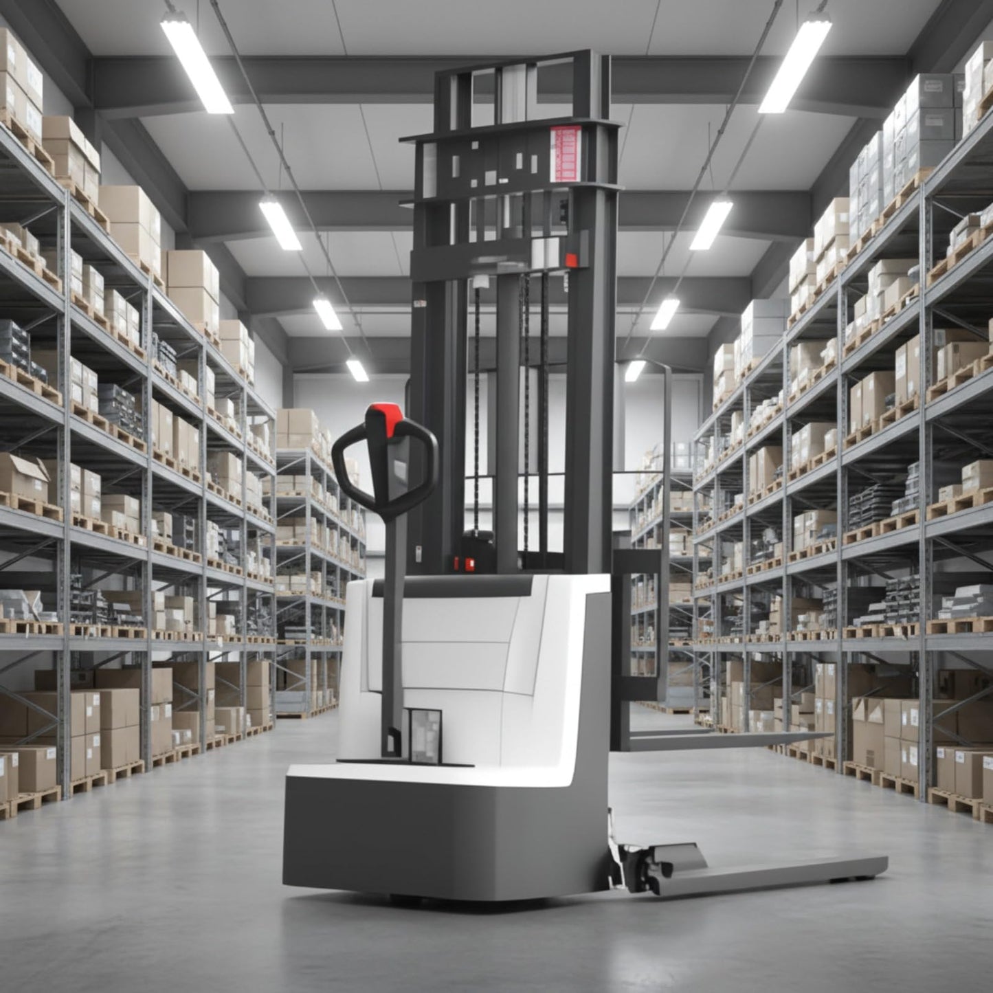 Compact Electric Pallet Stacker, Manual and Mobile Hydraulic High Lift Stackers for Warehouse, Factory, Supermarket, and Logistics Material Handling in Small Spaces
