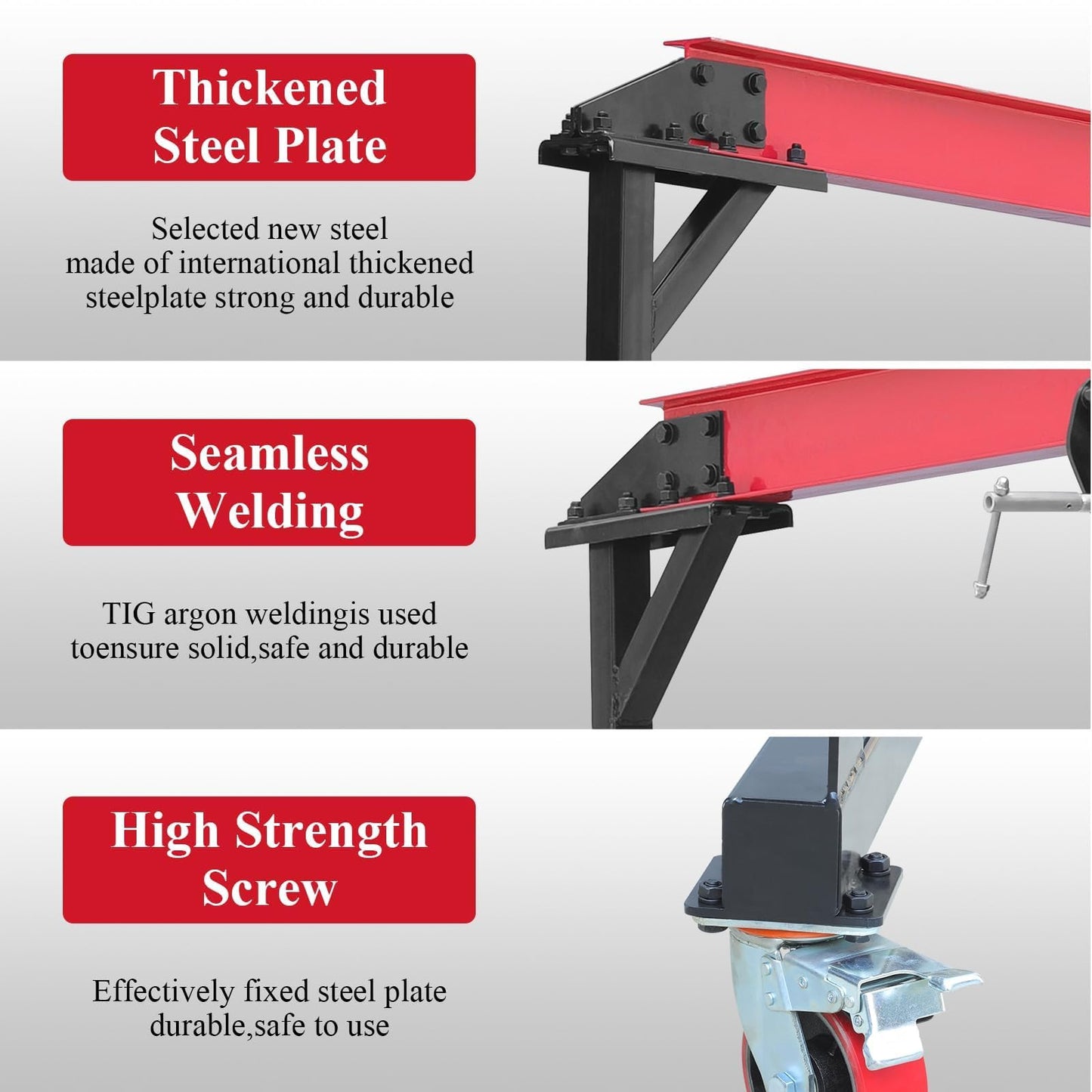 Adjustable Gantry Crane 4400 LBS MAX, Shop Lift Hoist with 360° Locking Wheels & Adjustable Height (100.4"-147.6") for Workshop, Garage, Factory, Warehouse