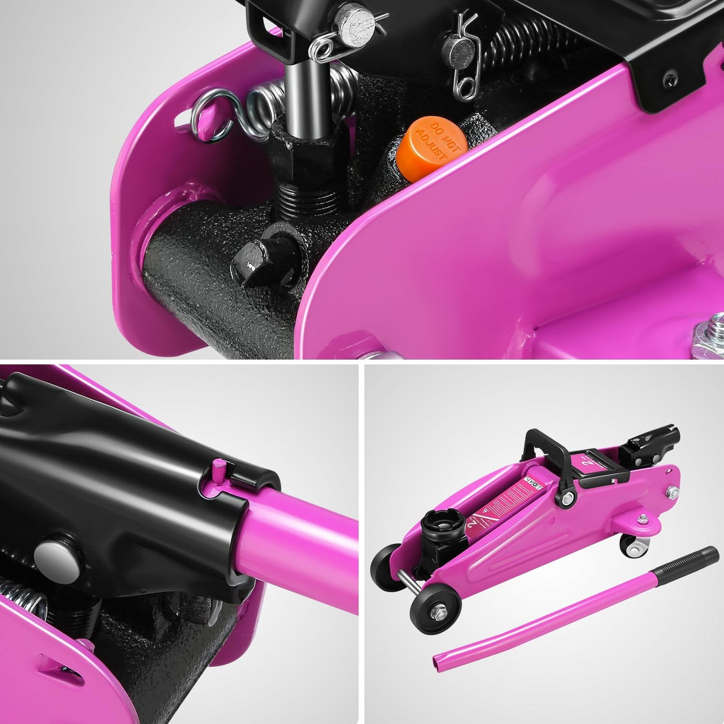 PM PERFORMOTOR Low Profile Hydraulic Trolley Service/Floor Jack Combo with 2 Ratchet Jack Stands, 2 Ton (4000 lbs) Capacity, Purple, PM-TOL-FJ3P-PR