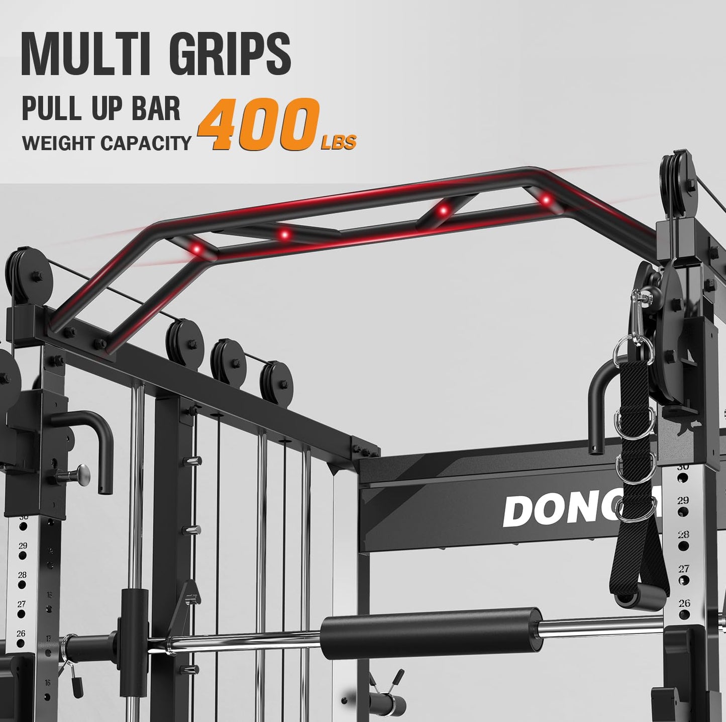 DONOW Smith Machine with Weight Stacks, Heavy Duty Home Gym System Power Cage Cable Crossover Machine Multi-Functional Trainer Ratio 1:1
