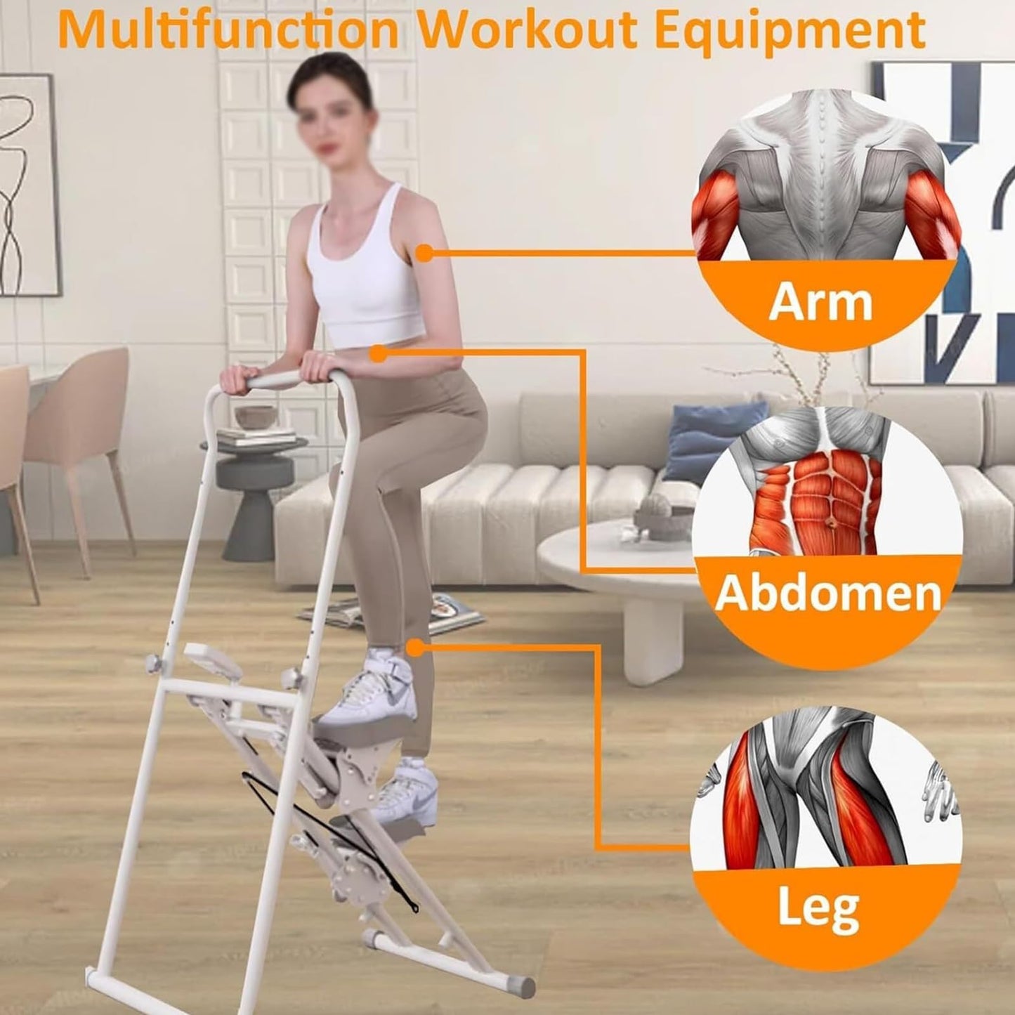 piudoiliy Vertical Climber Machine with LCD Monitor - Folding Full-Body Workout Stepper for Home Gym - Adjustable Stair Stepper with 3 Gear Height Settings
