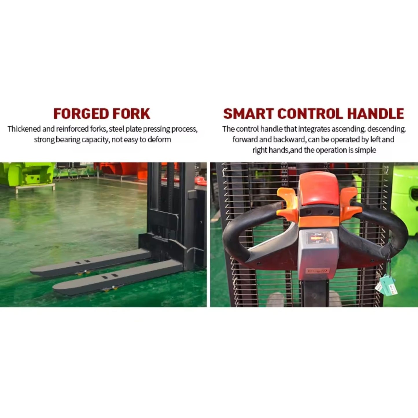 Electric Stacker Forklift with 1.5 Ton Capacity – Ideal for Material Handling in Warehouse & Industrial Settings – Efficient Powered Lift Truck for Heavy Duty Tasks