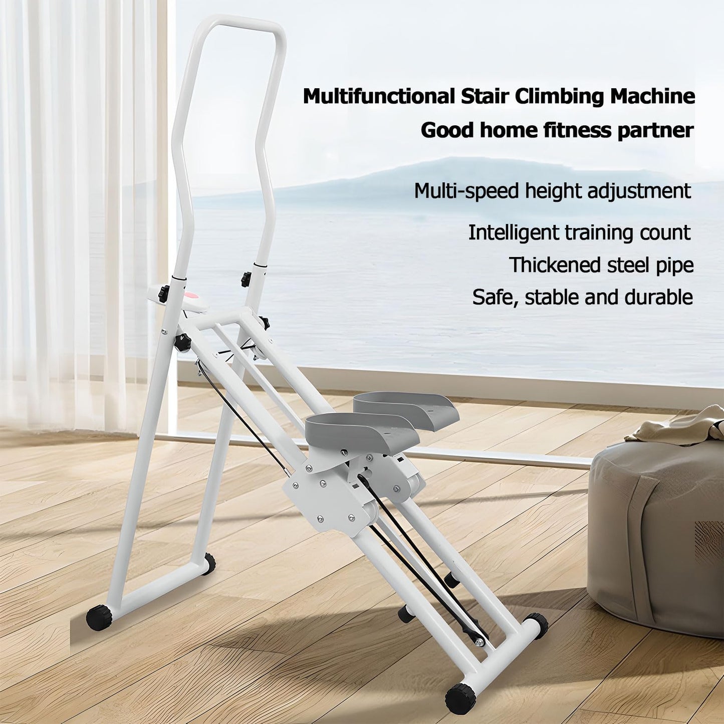 Stair Stepper Machine for Home Gym, Compact Folding Vertical Climber with Adjustable Handlebar for Indoor Fitness, Extended Step Range for Effective Exercise