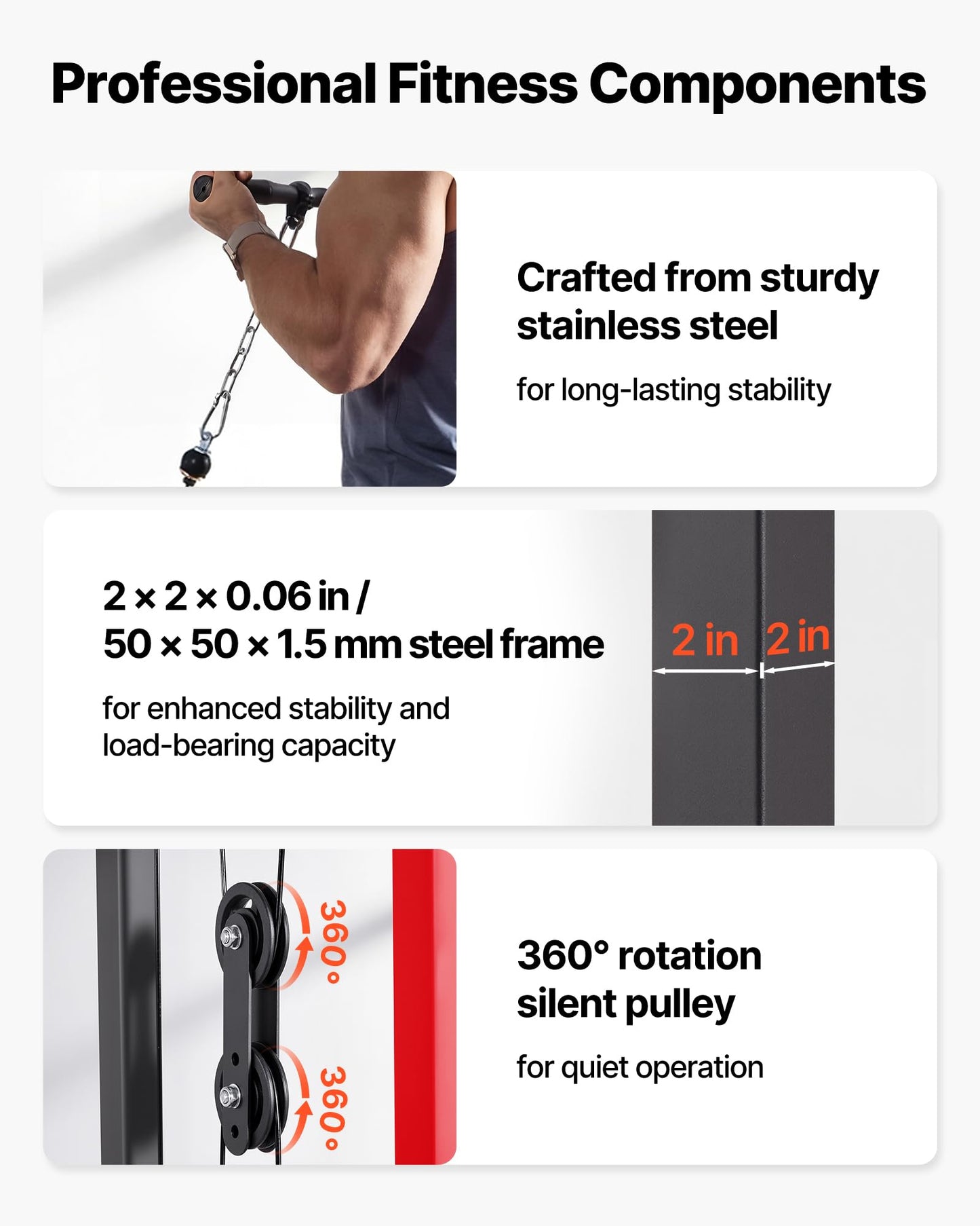 VEVOR LAT Pull Down Machine, 3-in-1 Row Cable Machine, Cable Machines Home Gym with 3-Level Adjustable Seat, 4-Level Adjustable Foam Roller, Load 400 lbs LAT Tower for Back, Chest, Tricep, Black
