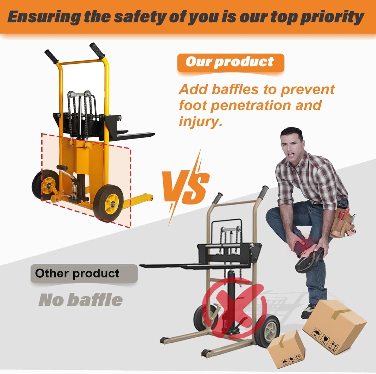 Legines Foldable Hydraulic Material Carrier Manual Lift Stacker Forklift Pallet Stakcer 560 lbs Capacity 36" Lift Height with Adjustable Forks and Fixed Legs, Pallet Truck Dolly