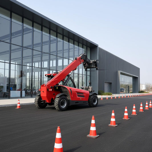 Rough Terrain Telehandler Forklift for Farm and Warehouse Material Handling, Telescopic Reach Lifting Equipment with Enclosed Cab for Outdoor Loading Operations