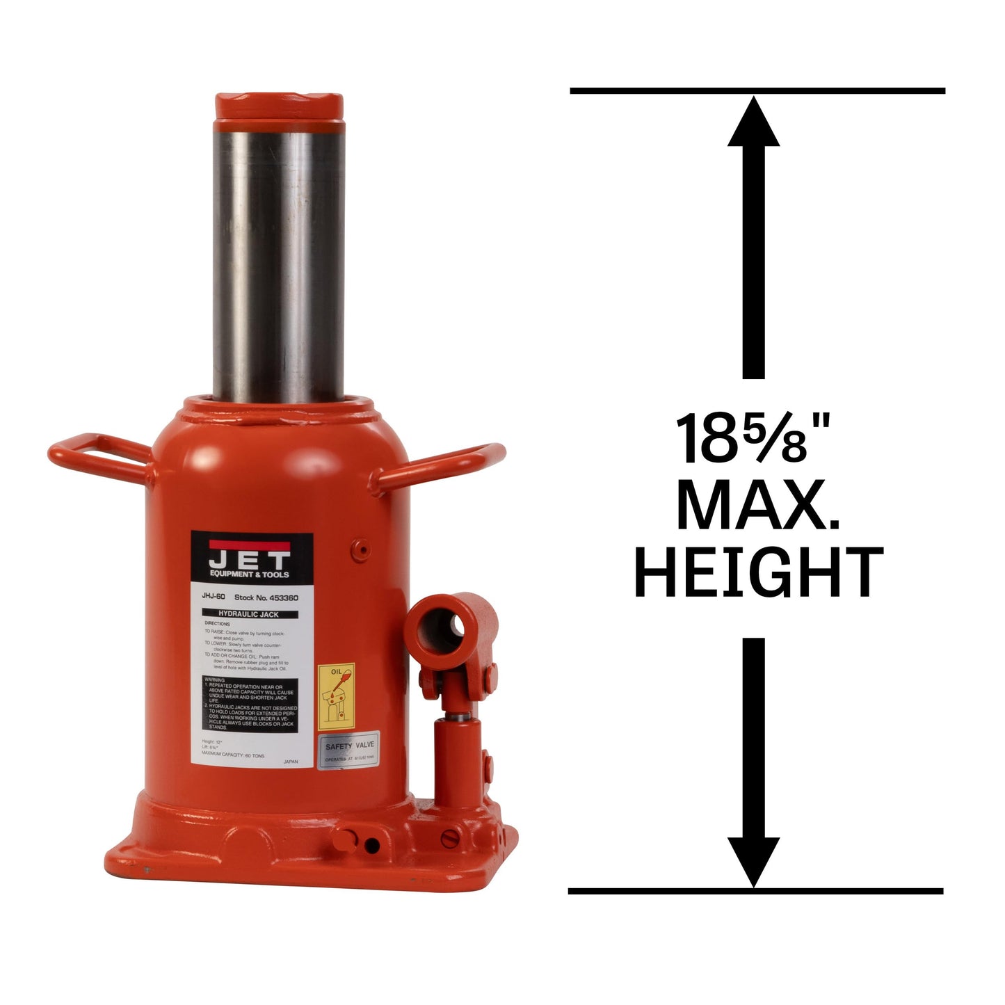JET 60-Ton Hydraulic Bottle Jack w/ Handle (JHJ-060)