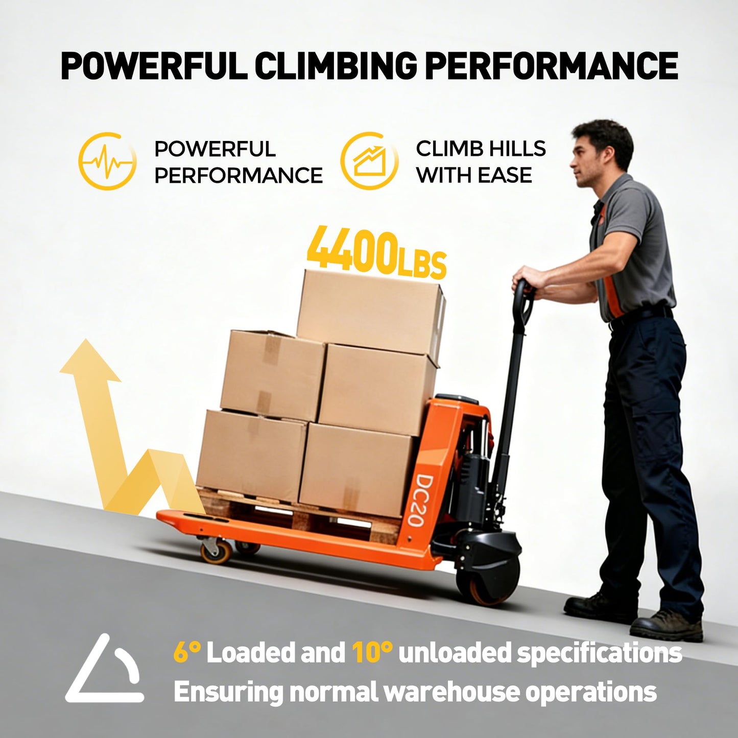 Electric Pallet Jack Truck, 4400 lbs Capacity Motorized Pallet Lift Trucks，48” L × 27” W Fork Size,Lithium Battery Powered Pallet Truck, 6-Hour Runtime, for Warehouse Material Handling