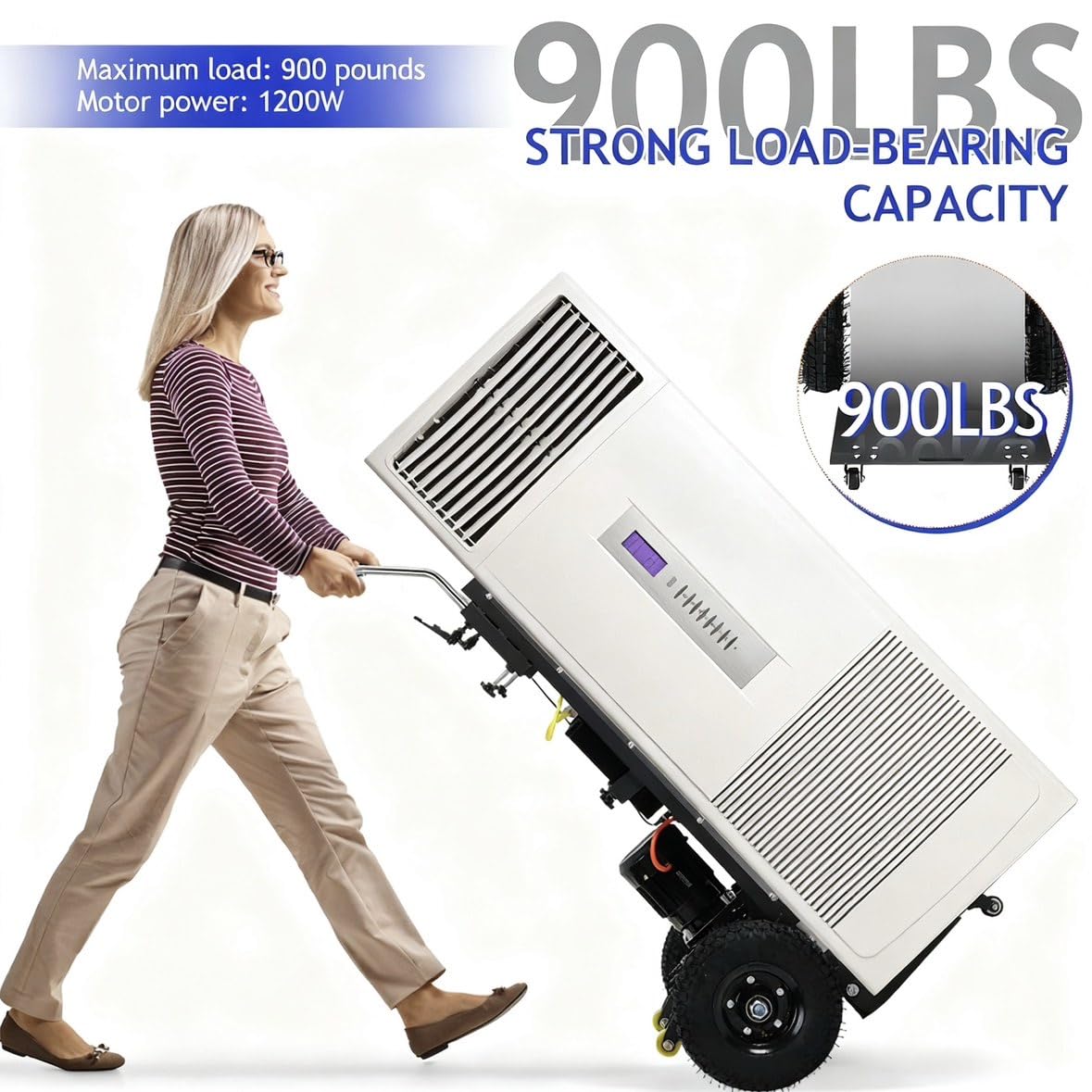 1200W Electric Stair Climbing Dolly, Stair Climbing Cart 900LBS Capacity, Folding Stair Climber Hand Truck for Stairs with Telescopic Handle, Heavy Duty Stair Climber for Moving Furniture Dolly