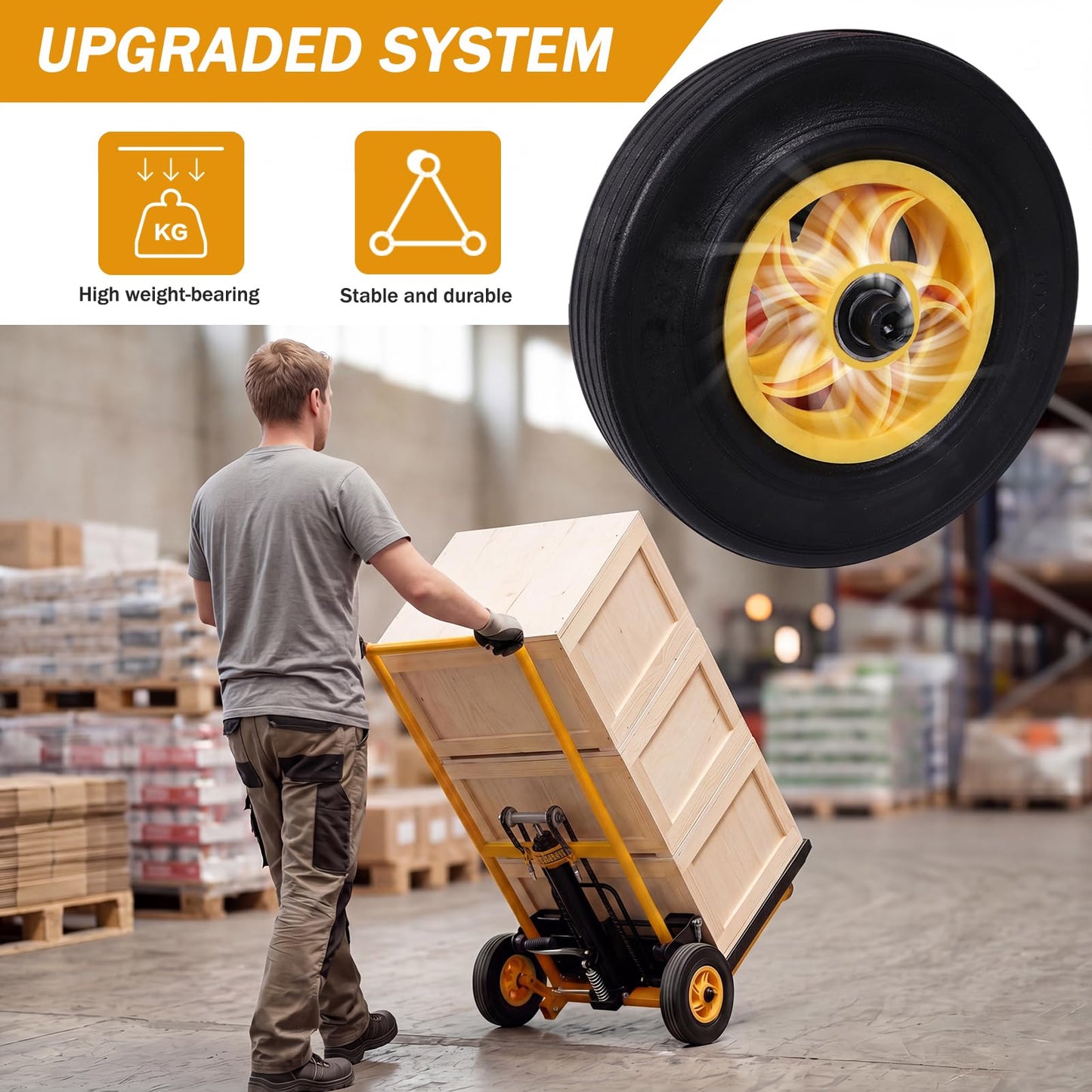 900 Lbs Hydraulic Material Lift Stacker, Heavy Duty Manual Pallet Truck Dolly with Adjustable Forks, 40" Max Lift Height Portable Forklift Table Cart for Warehouse (Yellow)