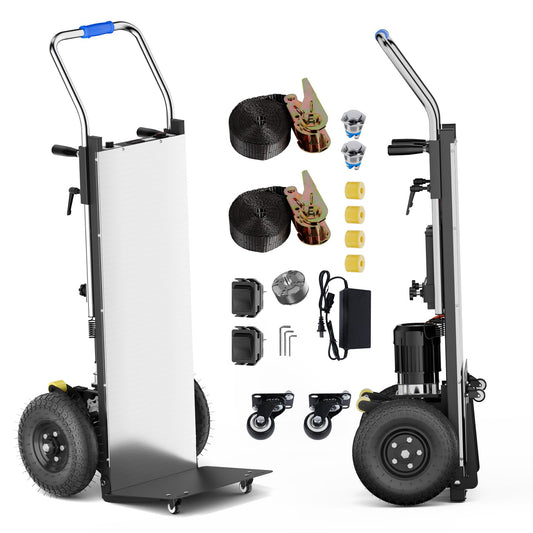 Electric Stair Climbing Dolly, 1200w Electric Hand Trucks Foldable, Large Capacity Stair Climbing Hand Trucks Dolly Cart with 4m Safety Rope, for Mobile Furniture Logistics Warehouse (Black)