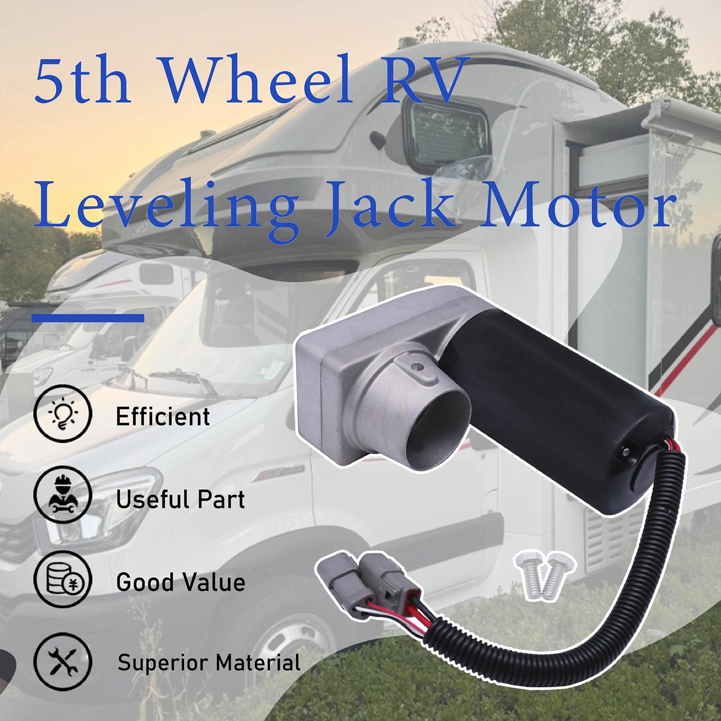 REAXOAL 343758 5th Wheel RV Leveling Jack Motor Fit for Lippert Hall Effect Ground Control 3.0 Leveling Systems with Wiring Harness