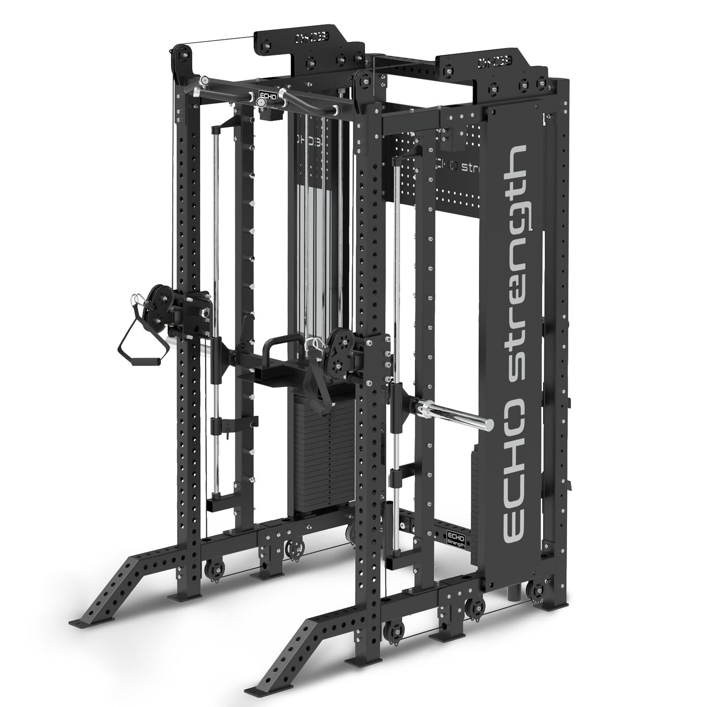 Commercial Functional Trainer Cable Machine with Dual Weight Stacks, Power Cage Squat Rack, Dual Cable Crossover Machine with Pulley System, Model C
