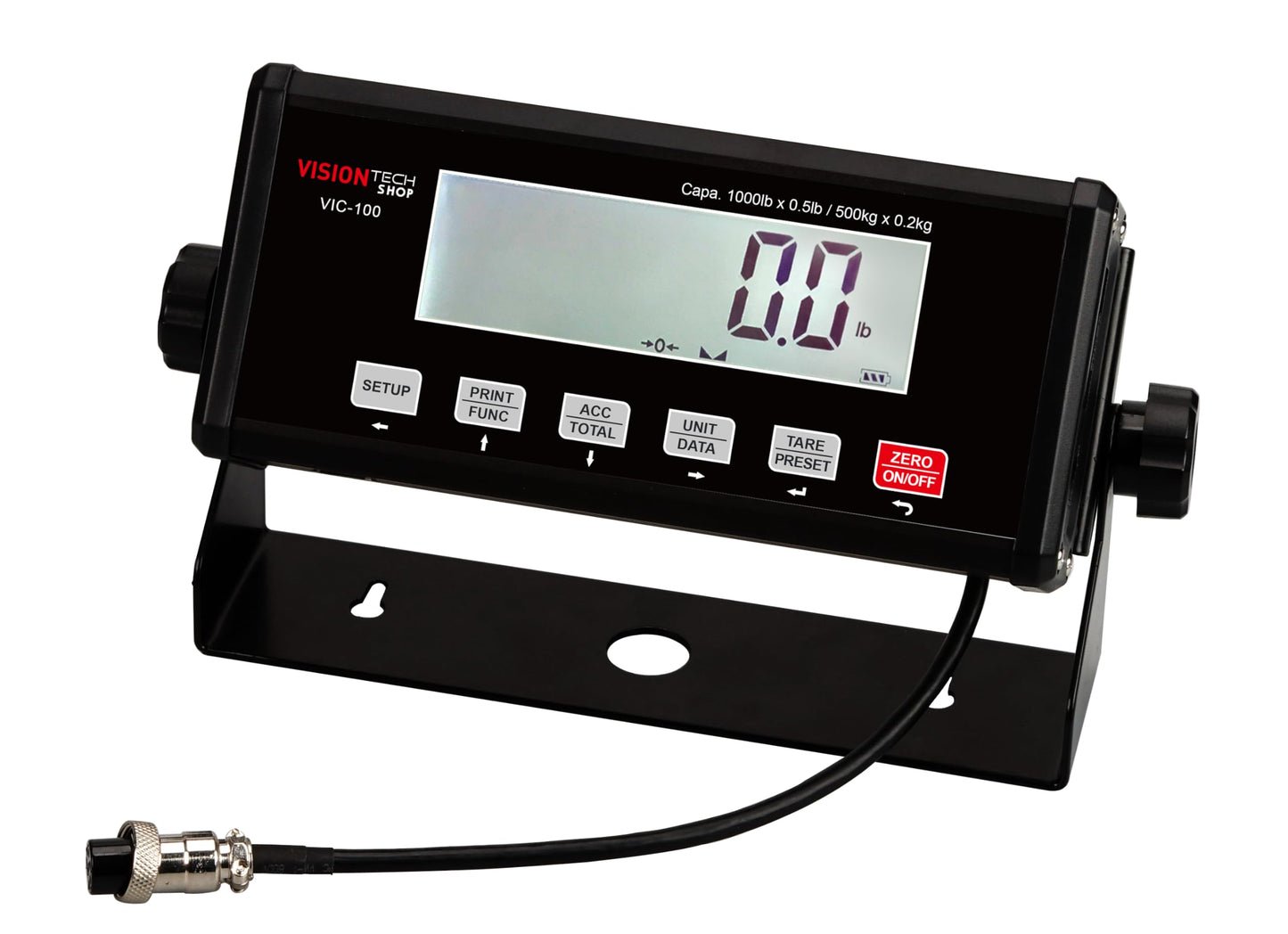 VisionTechShop VIC-100 Indicator, Easy to See Large LCD Display with Backlight, RS232, USB Interface, NTEP Legal for Trade CC# 25-028, Compatible with Floor Scale, Drum Scale, or Any Base