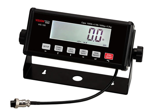 VisionTechShop VIC-100 Indicator, Easy to See Large LCD Display with Backlight, RS232, USB Interface, NTEP Legal for Trade CC# 25-028, Compatible with Floor Scale, Drum Scale, or Any Base