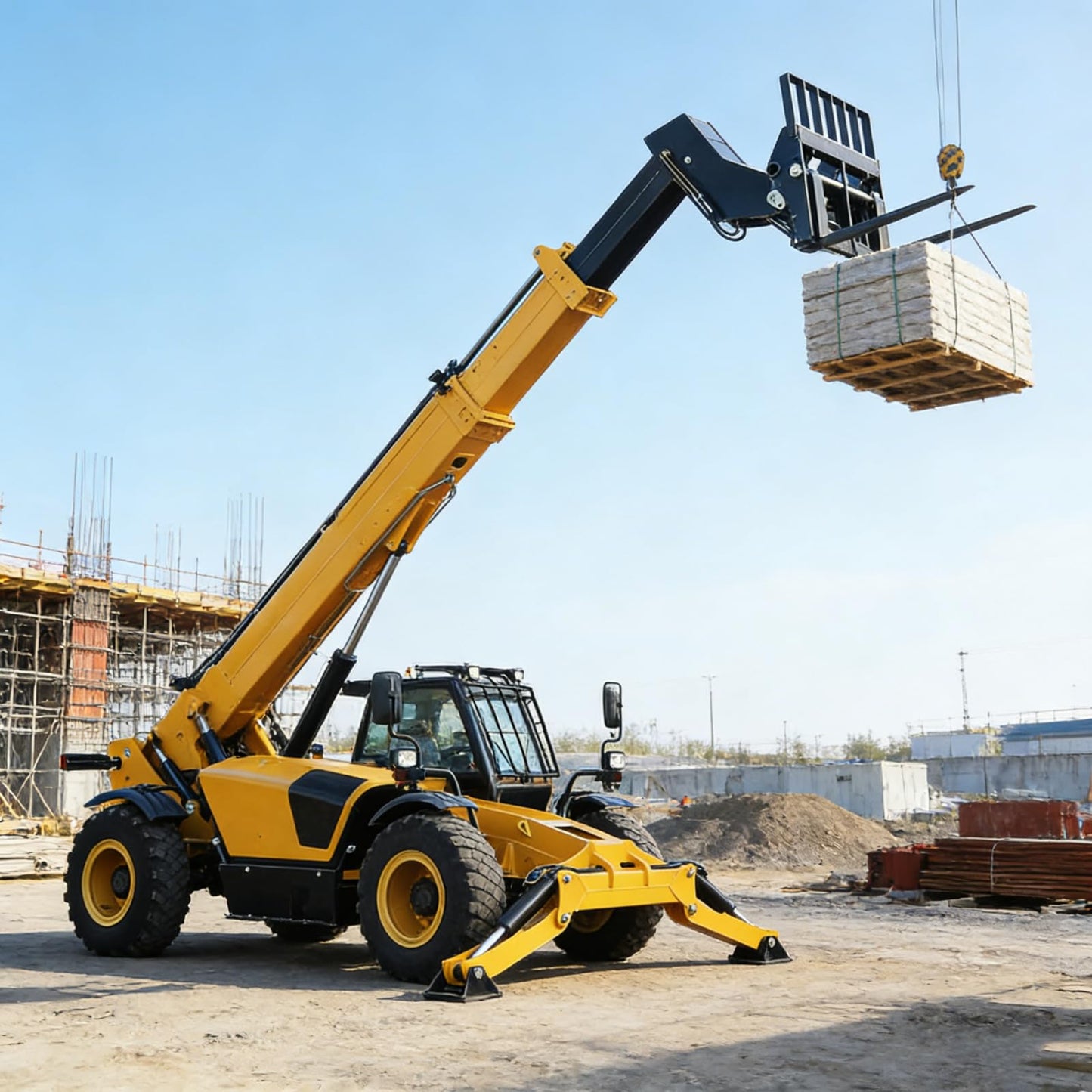 Telescopic Forklift Truck for Construction and Warehouse Material Handling with Telehandler Lifting System