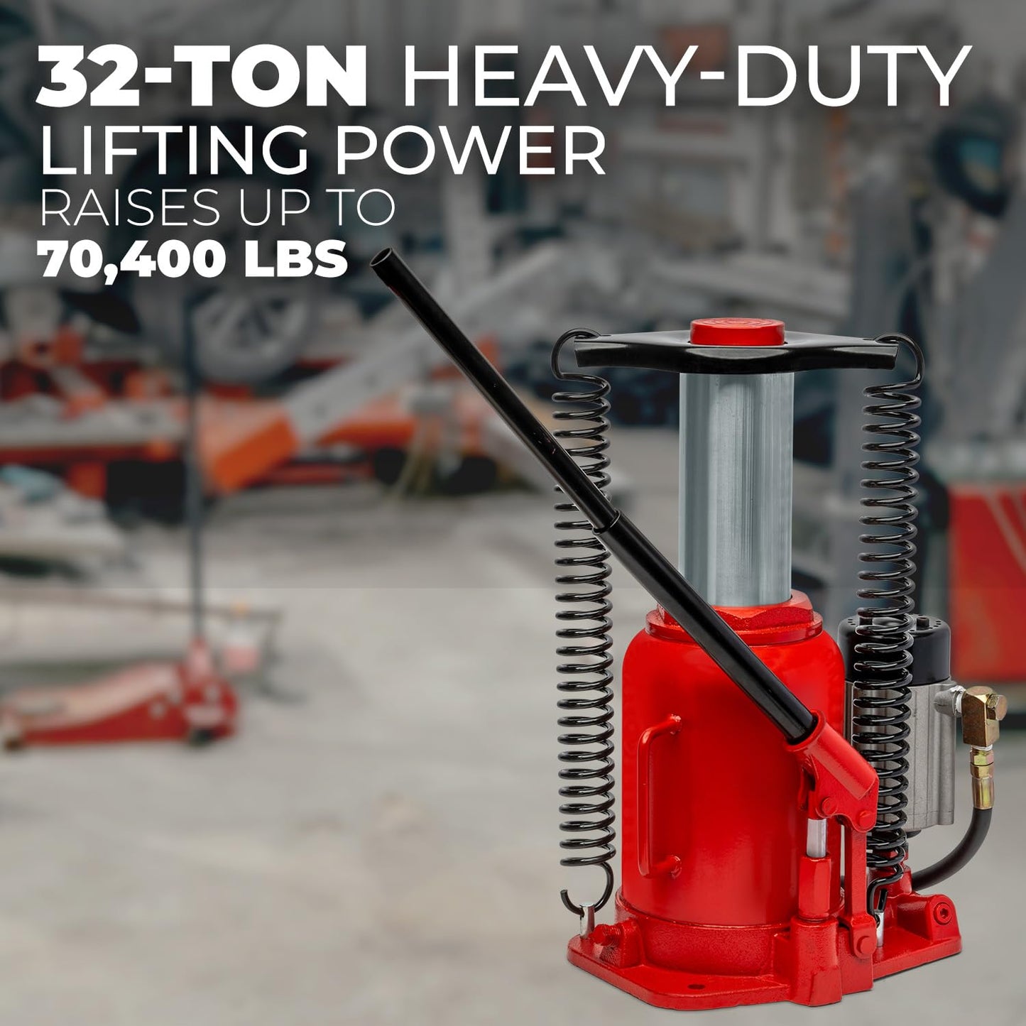 Stark USA 32-Ton Hydraulic Bottle Jack Air-Operated Bottle Jack Lift (64,000lbs) Capacity Portable Low Profile Manual Hydraulic Jack with Handle
