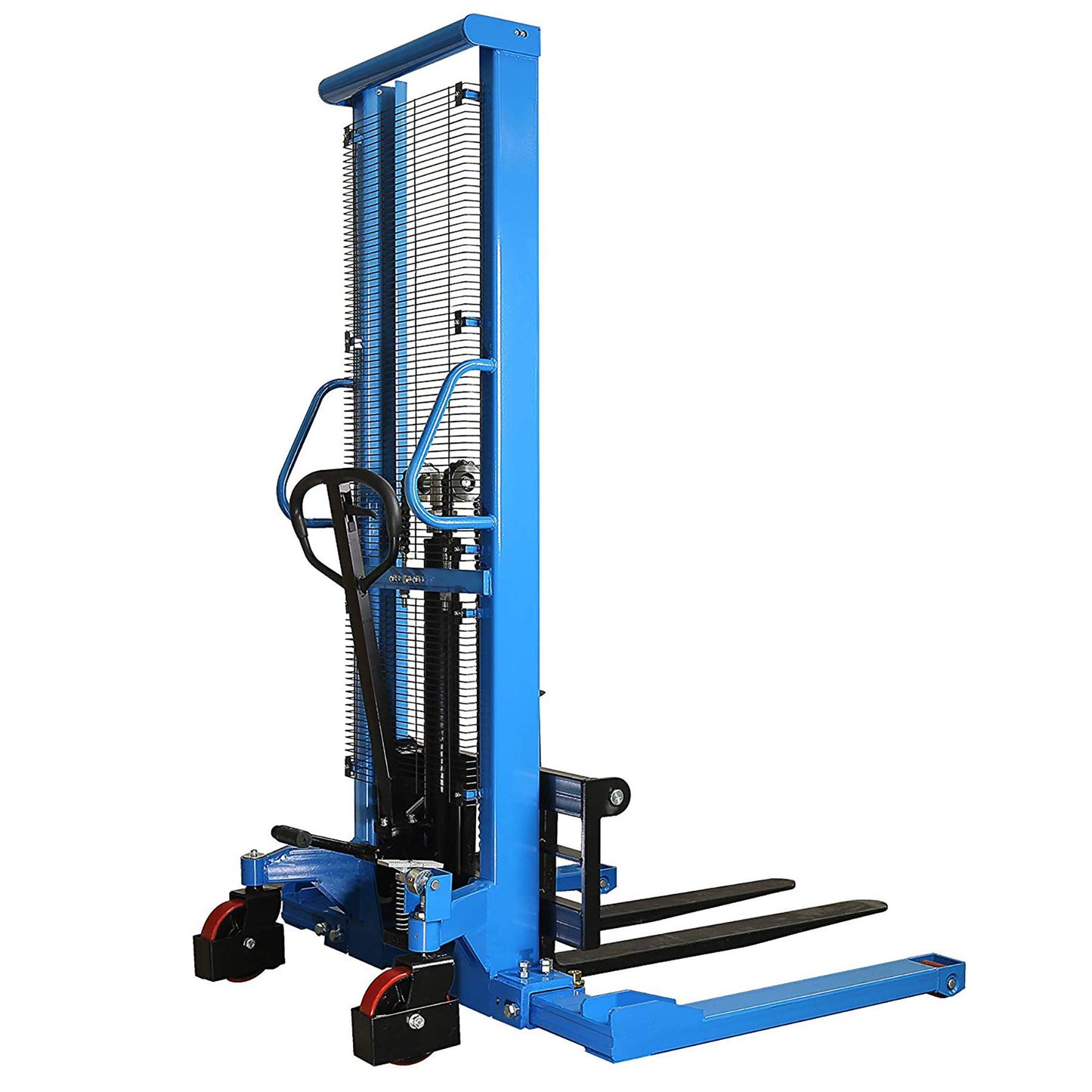 DAZONE Manual Forklifts & Pallet Stackers, Hand Pump Operated Lift Trucks Easy Lifting of Lighter Loads 2200LBs in Small Warehouses/Light Industrial Environments MAX 63" Lift Height