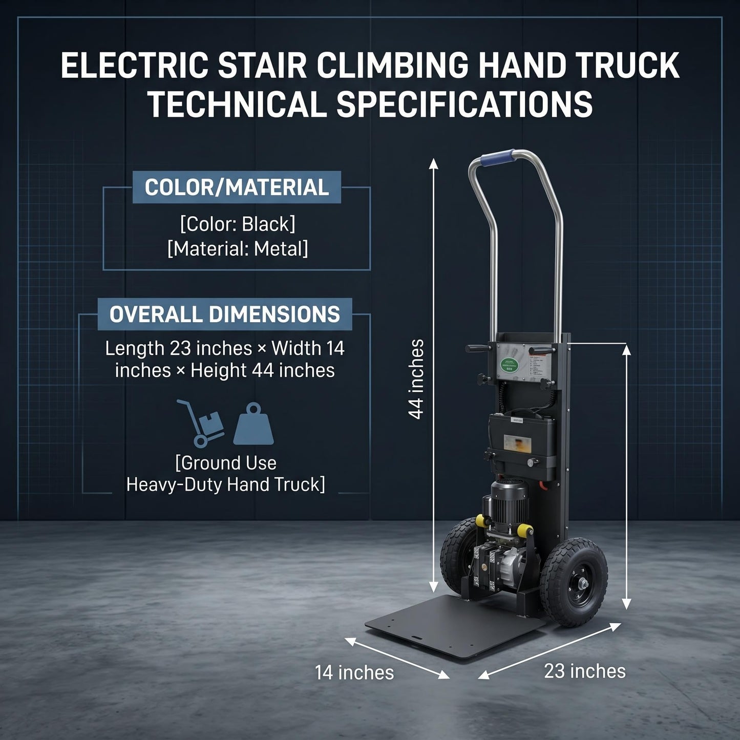 Large Load Capacity Electric Stair Climbing Cart, Electric Stair Climbing Machine for Construction, Electric Hand-Pushed Stair Climbing Vehicle with Lithium Battery