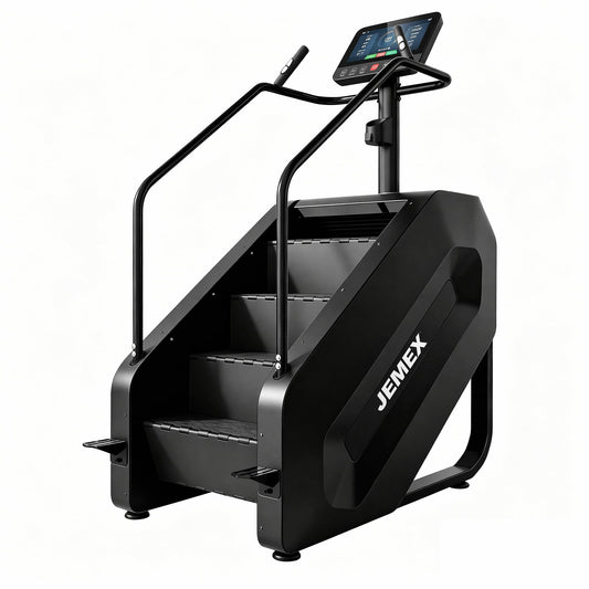 JEMEX Stair Stepper Machine, Heavy Duty Stair Climber with 15 Resistance Levels, Low Impact Cardio for Home Gym, Infrared Auto-Lock, LED or Standard Model, 375 lbs (Black, LED Display)