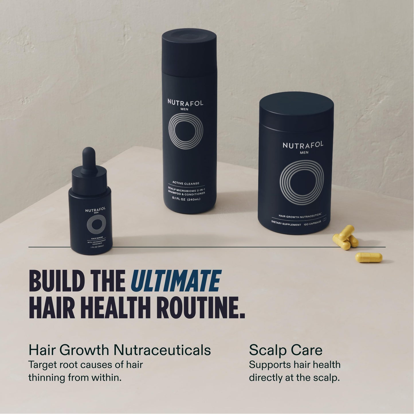 Nutrafol Men's Hair Growth Supplements, Clinically Tested for Visibly Thicker Hair and Scalp Coverage, Dermatologist Recommended - 2 Month Supply, Pack of 2