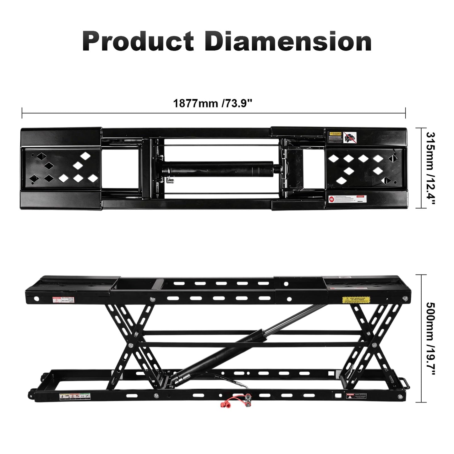 BILT HARD 8000 lb Portable Car Lift, Hydraulic Mid-Rise Auto Lift with 27.4" Max Height, Low Profile 4.48", Heavy-Duty Lift for Sedans, SUVs & Trucks
