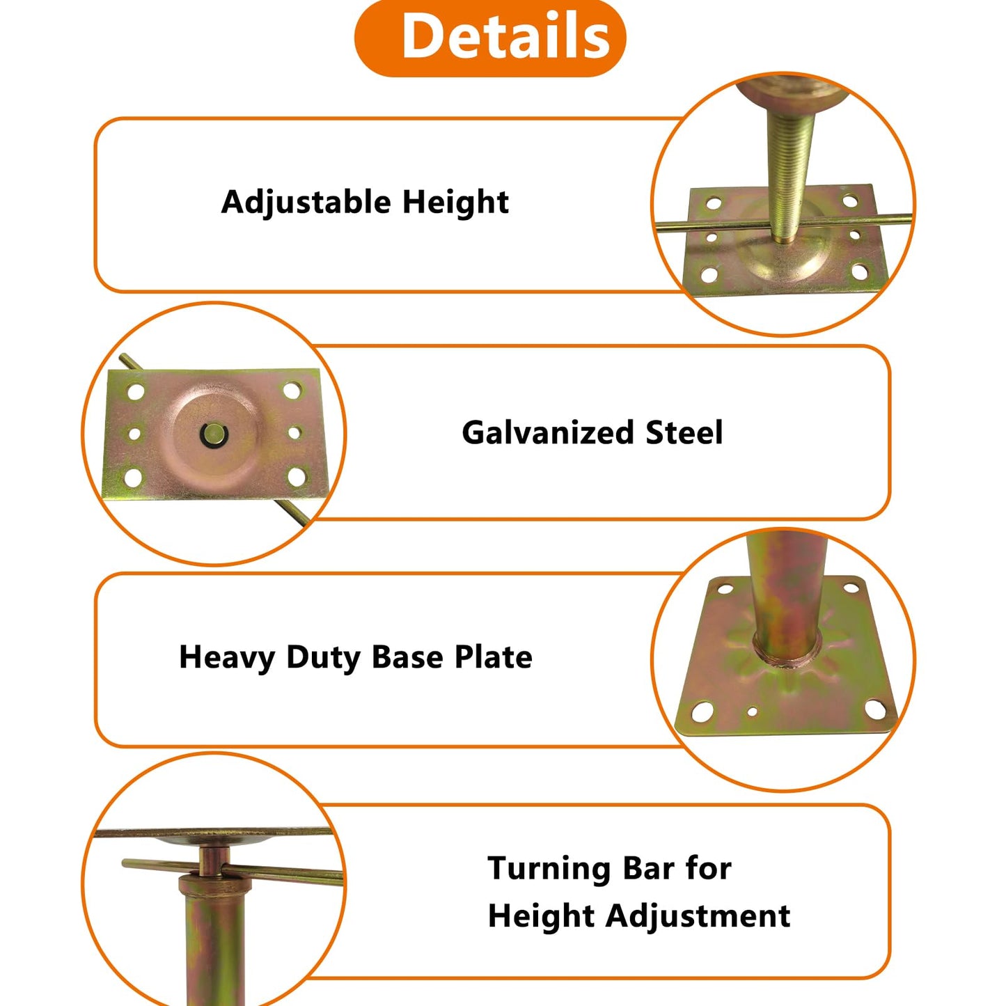 ZANURA 11" - 16" Adjustable House Floor Wall Jack Post Pole Rod Fit for Leveling Lifting Framing Basement Crawlspace Beam Roof, 4 Pack