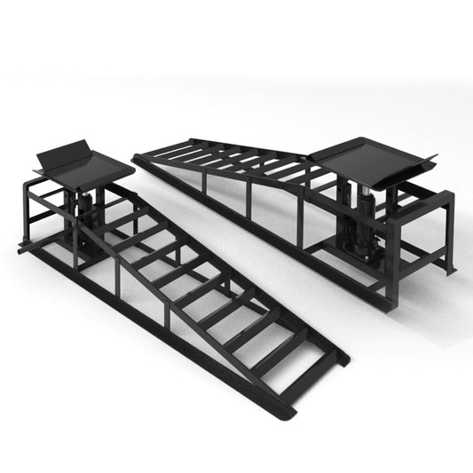LOCKIETTA 2 PCS Hydraulic Car Ramp, 11065LBS 5T Heavy Duty Car Ramps with Hydraulic Jack, Steel Car Ramps for Oil Changes High Lift 9"-14.3" for Home Garage, Vehicle Truck Repair, Black
