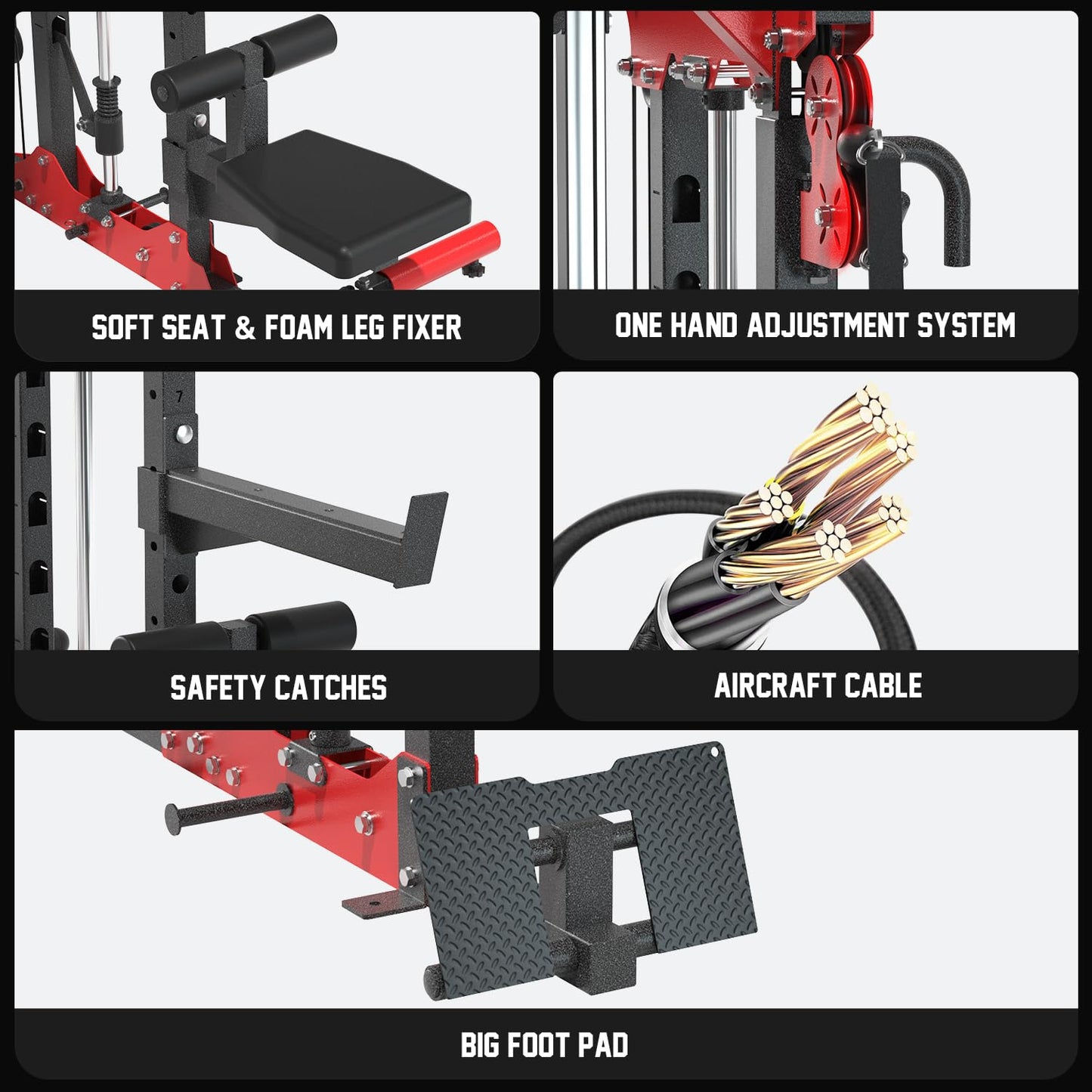 SNODE Smith Machine for Home Gym, Power Rack with Cable Crossover, Squat Rack with Advanced LAT Pull-Down, 2000LB Weight Capacity (BK ALL10 Machine)