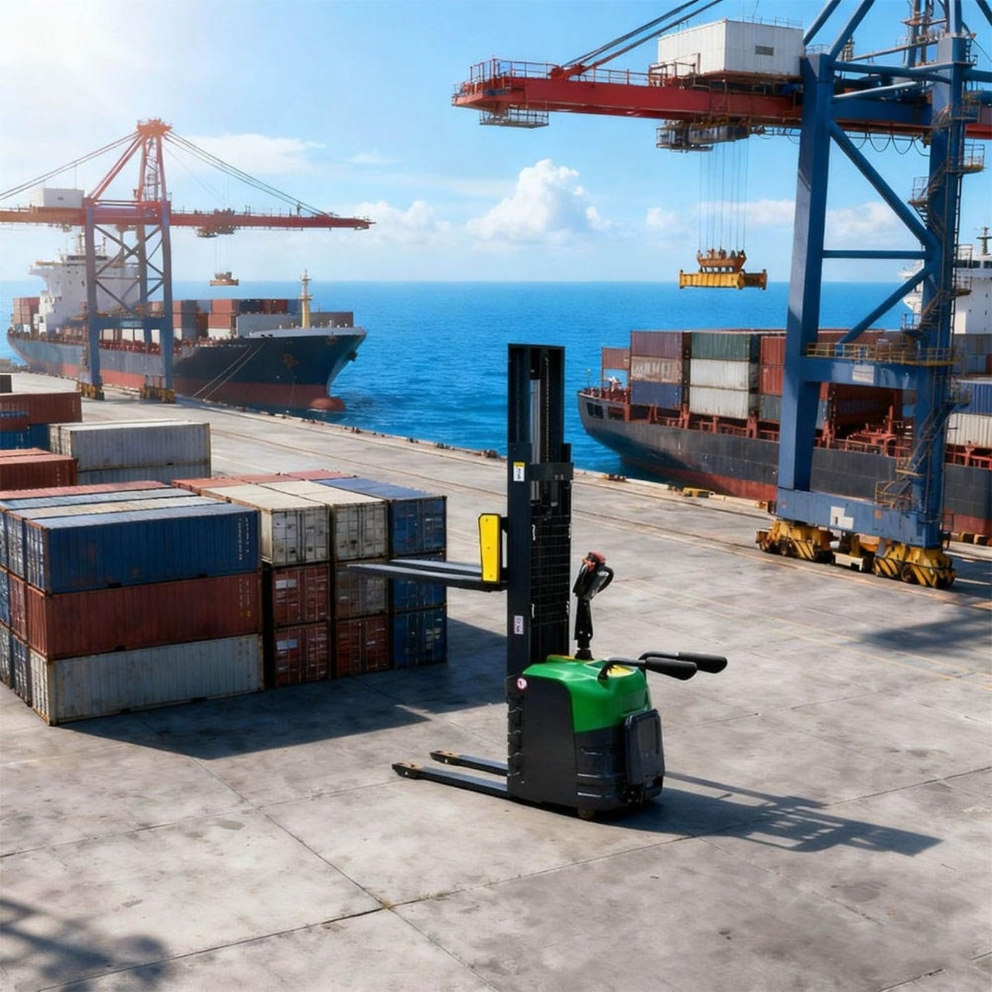Electric Pallet Hoist Stacker, Battery Powered Forklift Lift Truck, Walk Behind Hydraulic Stacking Equipment, Warehouse Handling Machine, Material Handling System