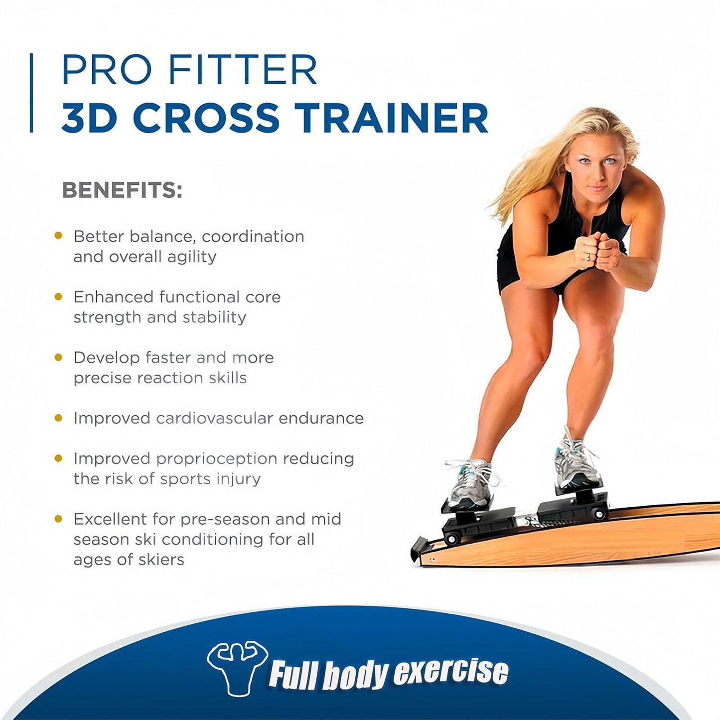 3D Cross Trainer Ski Machine for Indoor Strength and Balance Training, Complete Set with Ski Poles and Mats, Supports 150kg Capacity, Targets Waist, Abdomen and Leg Workouts