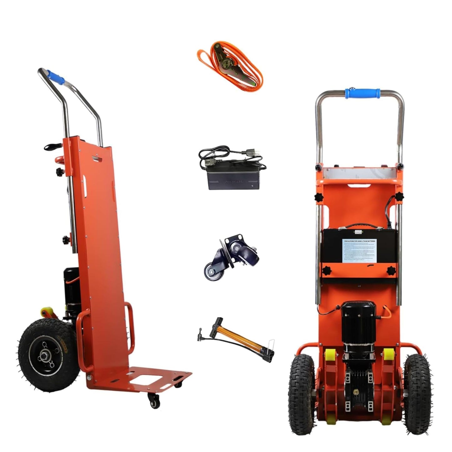 880lbs Stair Climbing Cart, 1200w Electric Stair Climbing Dolly, Stair Climbers for Grocery Warehouses, Appliance Dolly Heavy Duty (Orange)