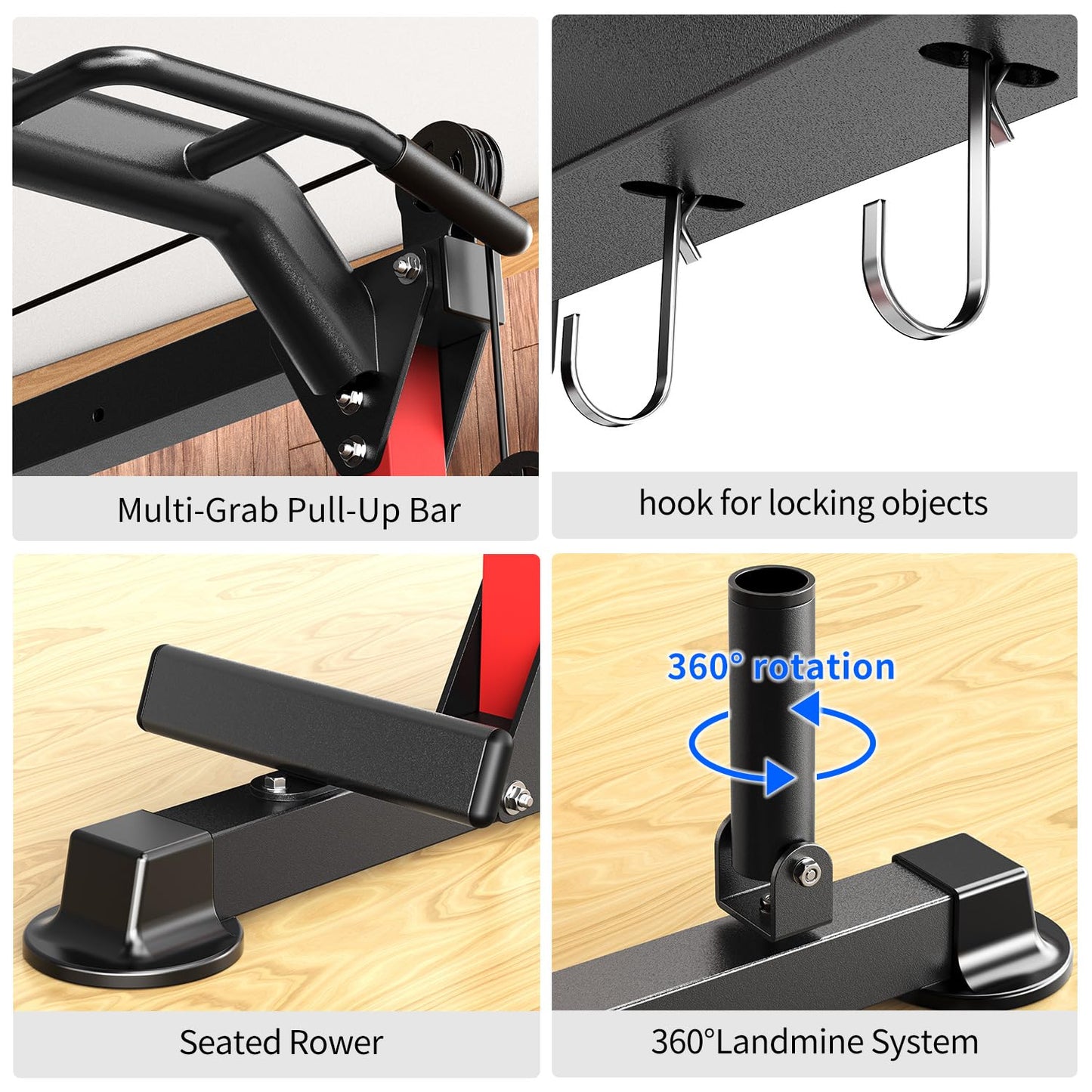 XGSW XINGESIWR Multi-Purpose Squat Rack,Smith Machine Weight Rack Set with Cable Crossover System, Home Gym Power Racks, Power Racks and Packages (L02, Power cage Red+Bench+Color BP 230LBS)