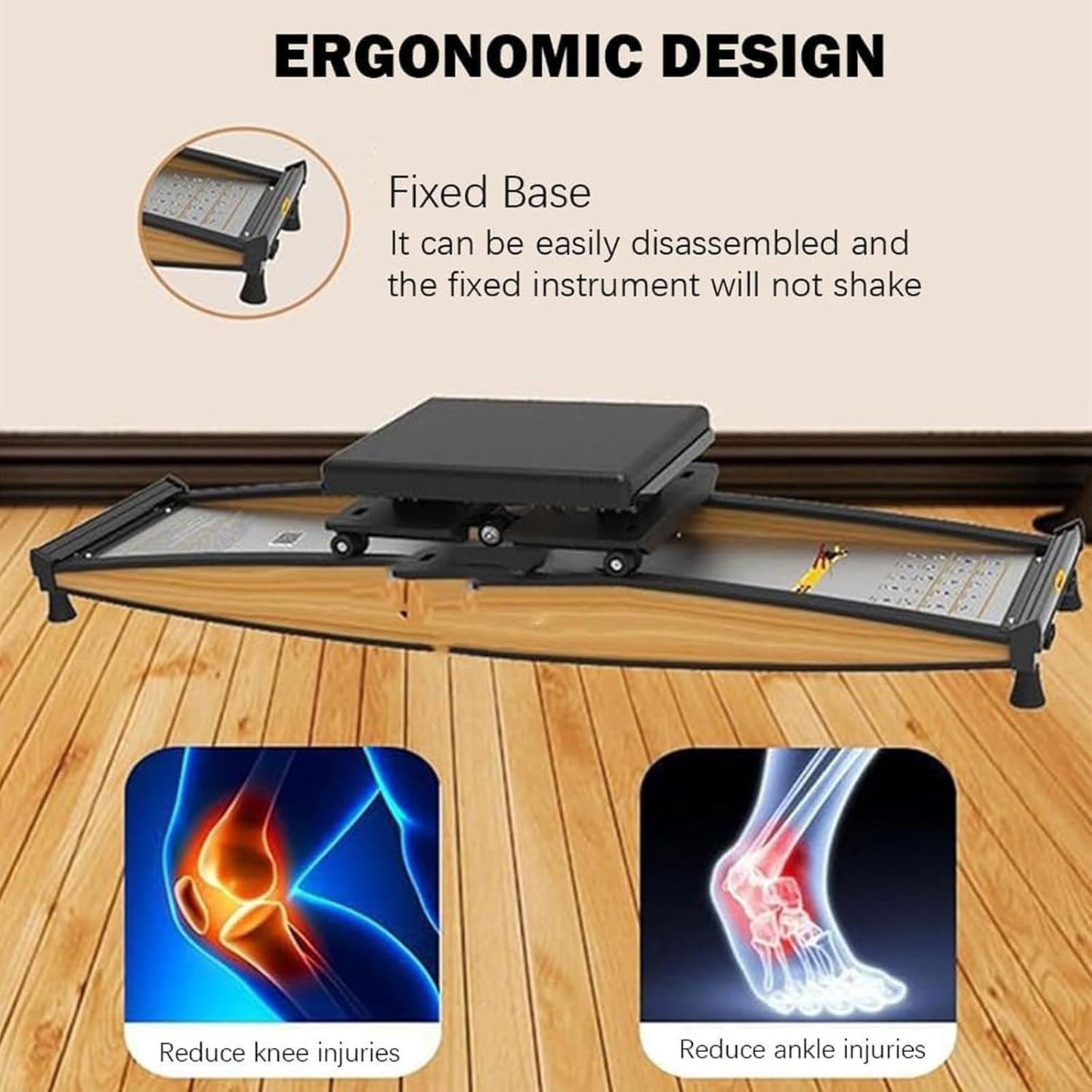 Indoor Ski Simulator Leg Exercise Equipment, Home Gym Workout Machine with Poles and Mats for Waist, Abdominal and Cardio Training