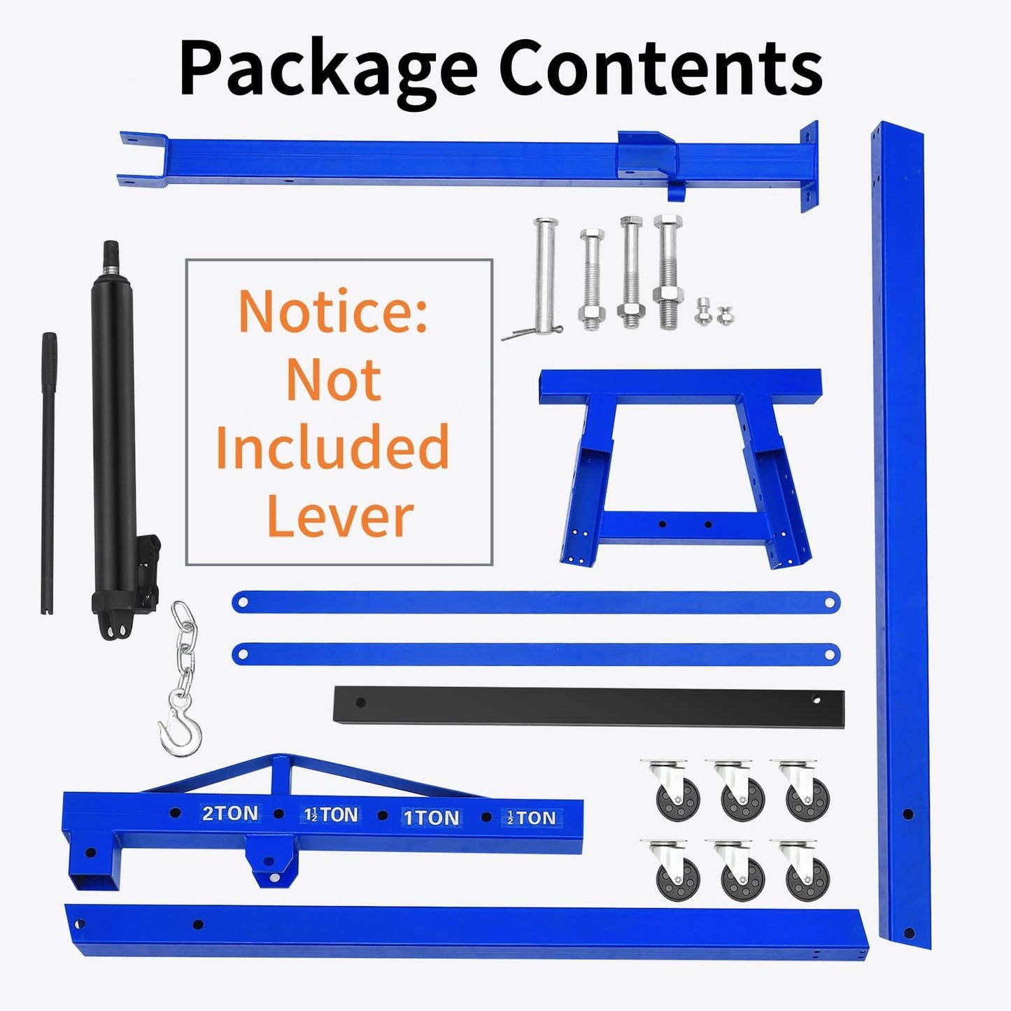 Hydraulic Engine Hoist, 2-Ton Folding Portable Shop Crane Lift, 4400 Lbs Capacity with Telescopic Boom and 6 Casters, Foldable Mobile Cherry Picker for Garage Workshop Warehouse, Blue, Heavy-Duty
