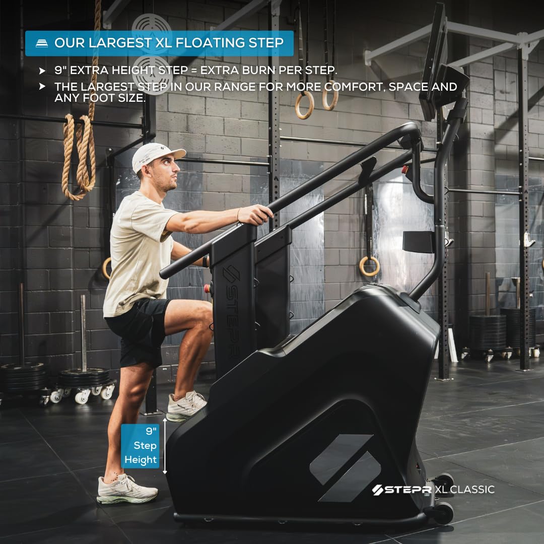 STEPR XL Classic, Commercial Stair Master with LED Console, 9" Step Height, Strength & Resistance Anchor Points, 190 Steps/Min, 450 lb Capacity
