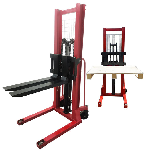 HayWHNKN Manual Pallet Stacker, Flexible Handling Manual Forklift 4400 Lbs Capacity & 63 Inch Max Lift Height | Hydraulic Hand Pump Lift Truck for Warehouse & Workshop Material Handling