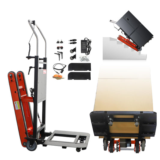 ROOMEDAL 441lbs Electric Stair Climbing Hand Trucks Dolly with Removable Extension Tray, 400W Powerful Motor Battery Powered Folding Stair Climbing Dolly for Furniture Family Logistics Warehouse