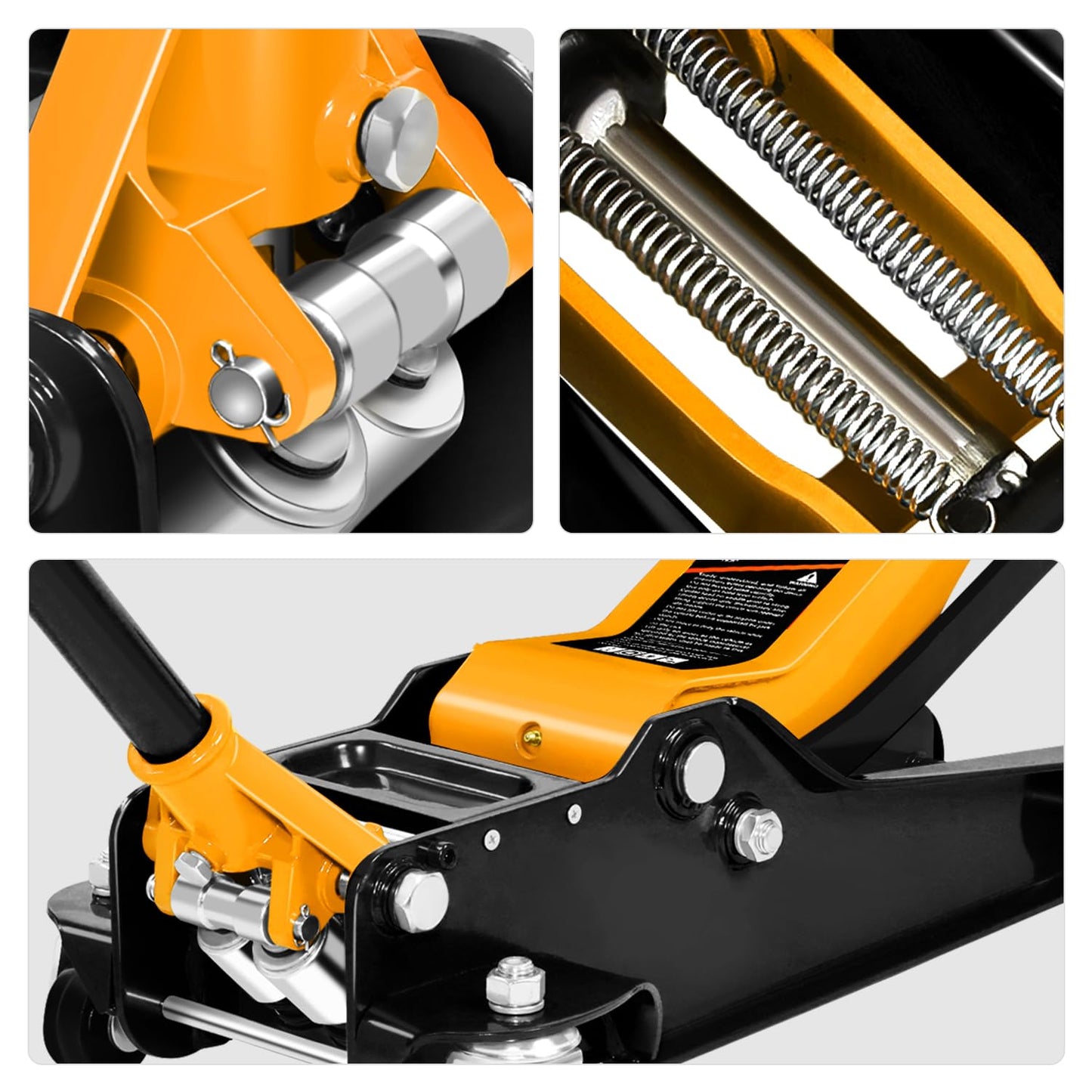 DNA Motoring Low Profile Hydraulic Trolley Service/Floor Jack, 4 Ton (8000 lbs) Capacity, Lifting Range 4.5"-20", Orange, TOOLS-00307-OG