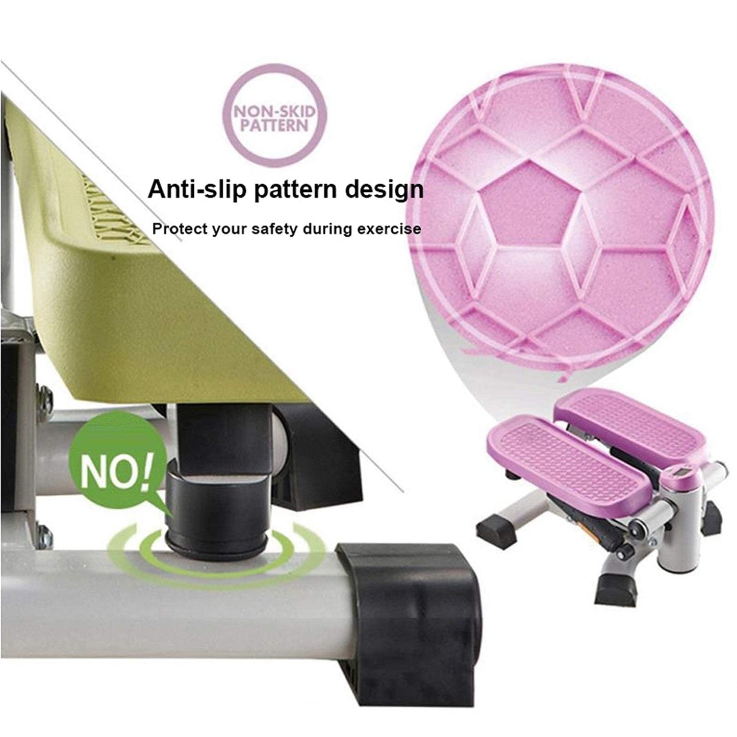 Mini-Stepper Swing Stepper Adjustable Mini Stair Stepper Home Silent Step Machine with Multi-Function LCD Display Free I