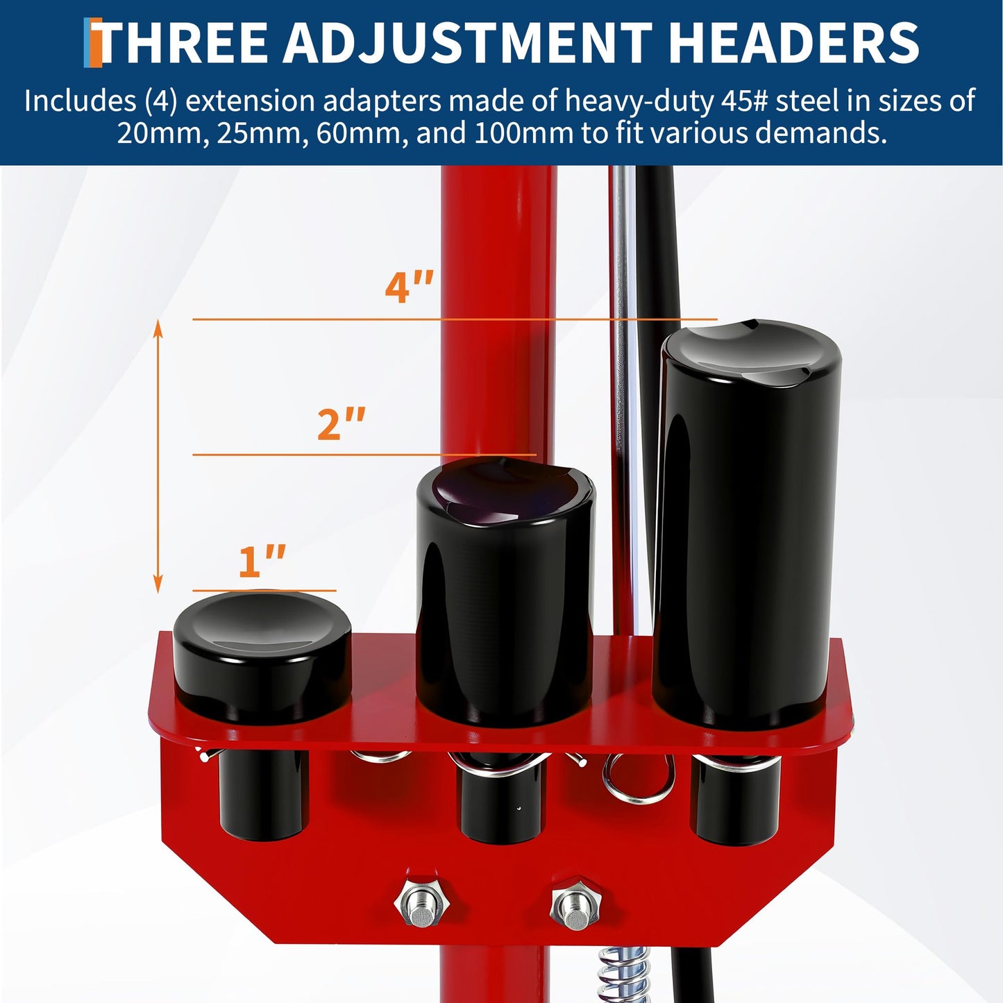 35 Ton Air Hydraulic Floor Jack for Heavy Duty Trucks & Tractors – 77,000 LBS Capacity, Low Profile (10"-21.19"), 4 Adapters (10/25/60/100mm), 46" Adjustable Handle – Dual Power (Air/Hydraulic)