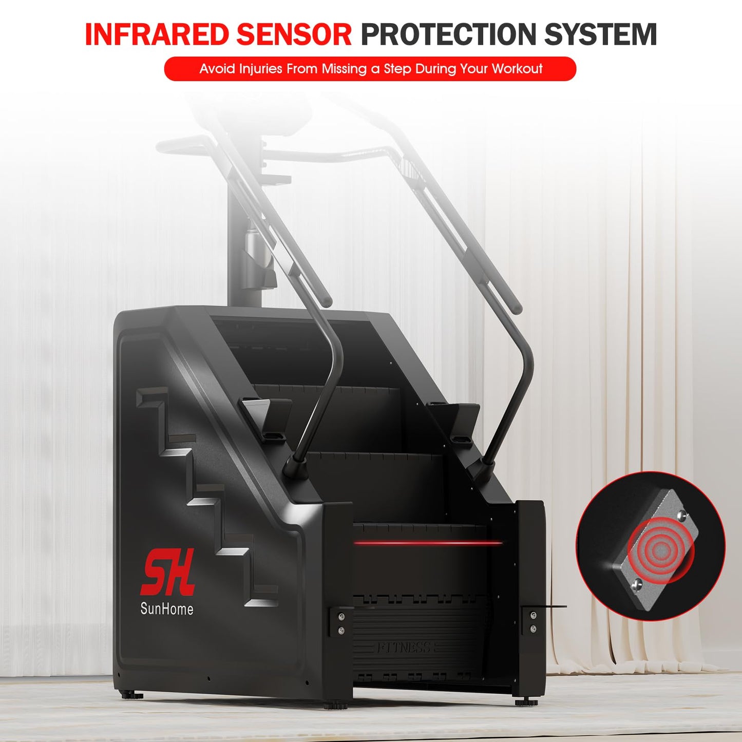 SunHome Stair Stepper Machine, Commercial Grade Stair Climber with 15 Resistance Levels, Stair Master for Cardio and Lower Body Workouts, LED Screen, 15-164 Steps/Min (SH-401)