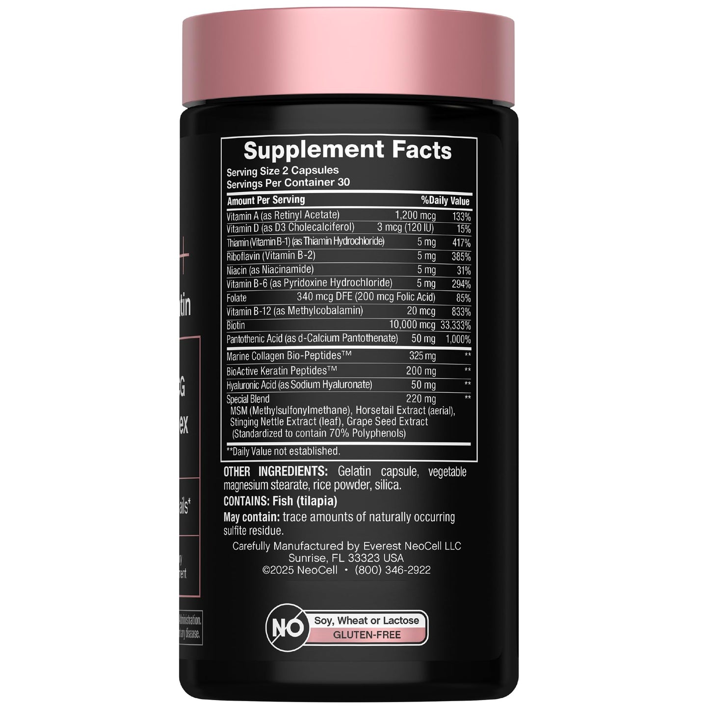 NeoCell Biotin Collagen Keratin Supplement | 80000mcg | 60 Capsules | Beauty B-Complex | Plus Hyaluronic Acid | Hair, Skin, and Nails