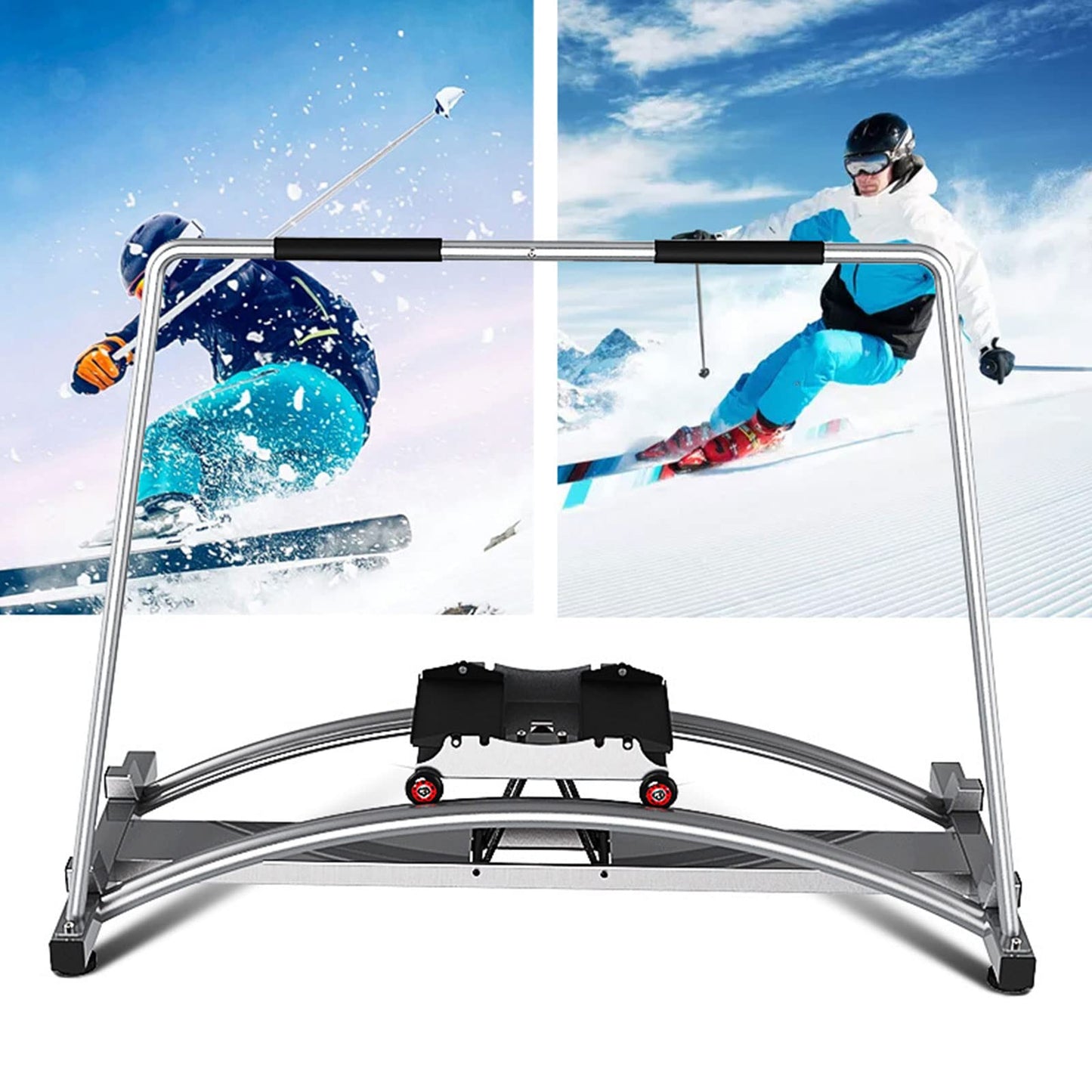 Ski Machine Simulation Ski Club Double Track Ski Group Training Aerobic Fitness Swinging Snow Paddle Suitable for Indoor Black (Yellow )
