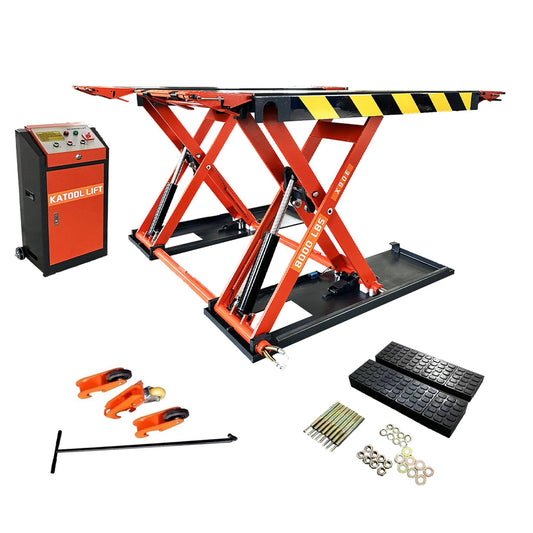 X90 8000Lbs 110V Portable Car Lift Scissor Lift Electric Release 47.2 Inch Lifting Height Adjustable Mid Rise Lift Auto Lift
