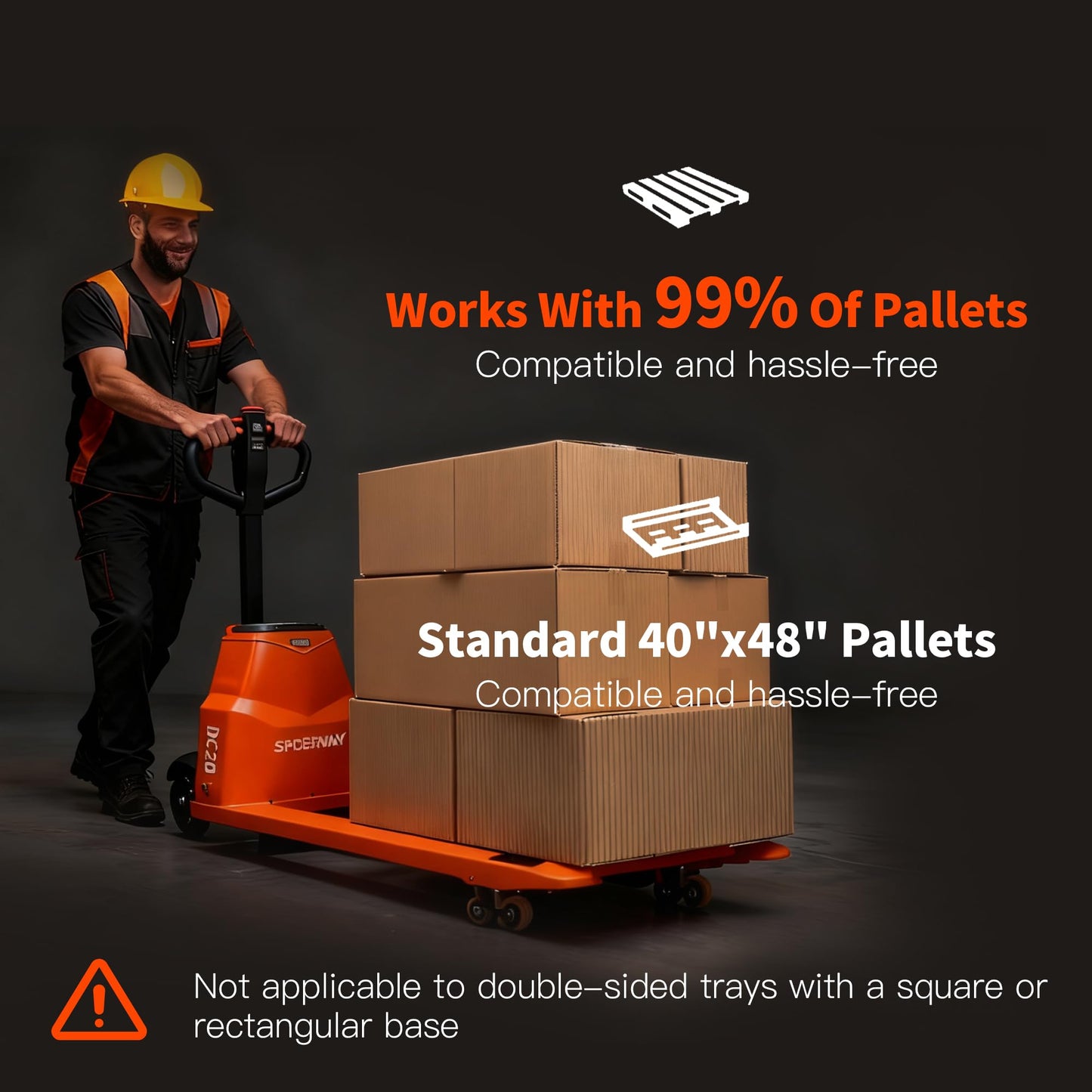 Fully Electric Pallet Jack，4,400lb Load Capacity, Battery-Powered Electric Pallet Lift Equipped with 48" x 27" Forks.6 Hours of Continuous Operation on a Full Charge; for Warehouse Material handling