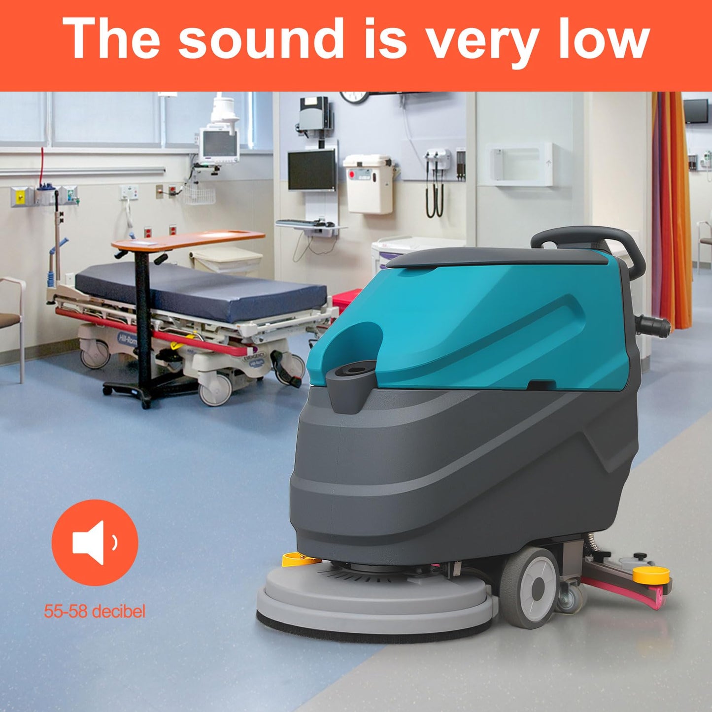 KARHDIR Walk-Behind Floor Scrubber Dryer with 22" Scrub Path, 18.5-Gal Recovery Tank, Battery Powered, High Efficiency for Large Areas
